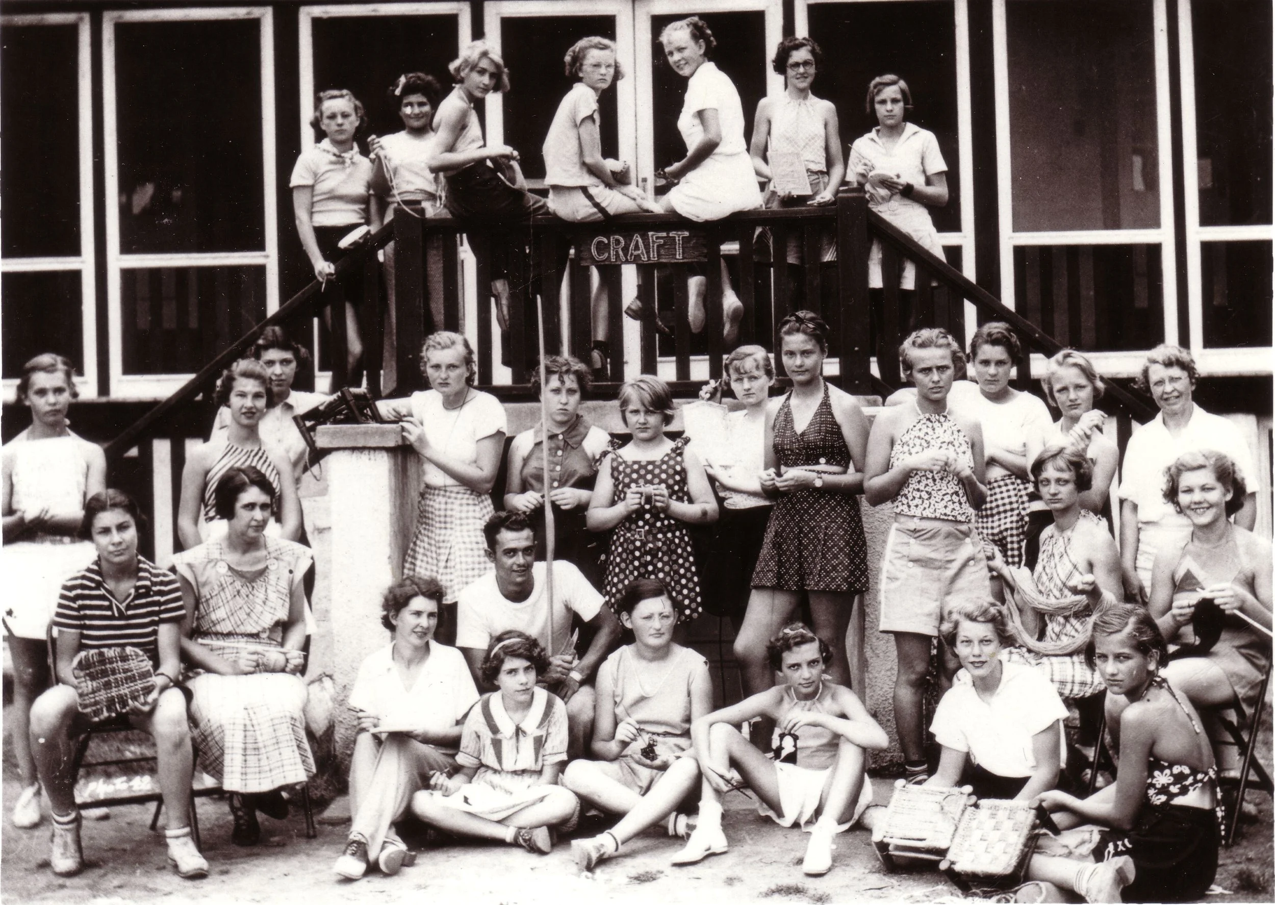 1930s - Group photo of girls in front of the Craft Shop