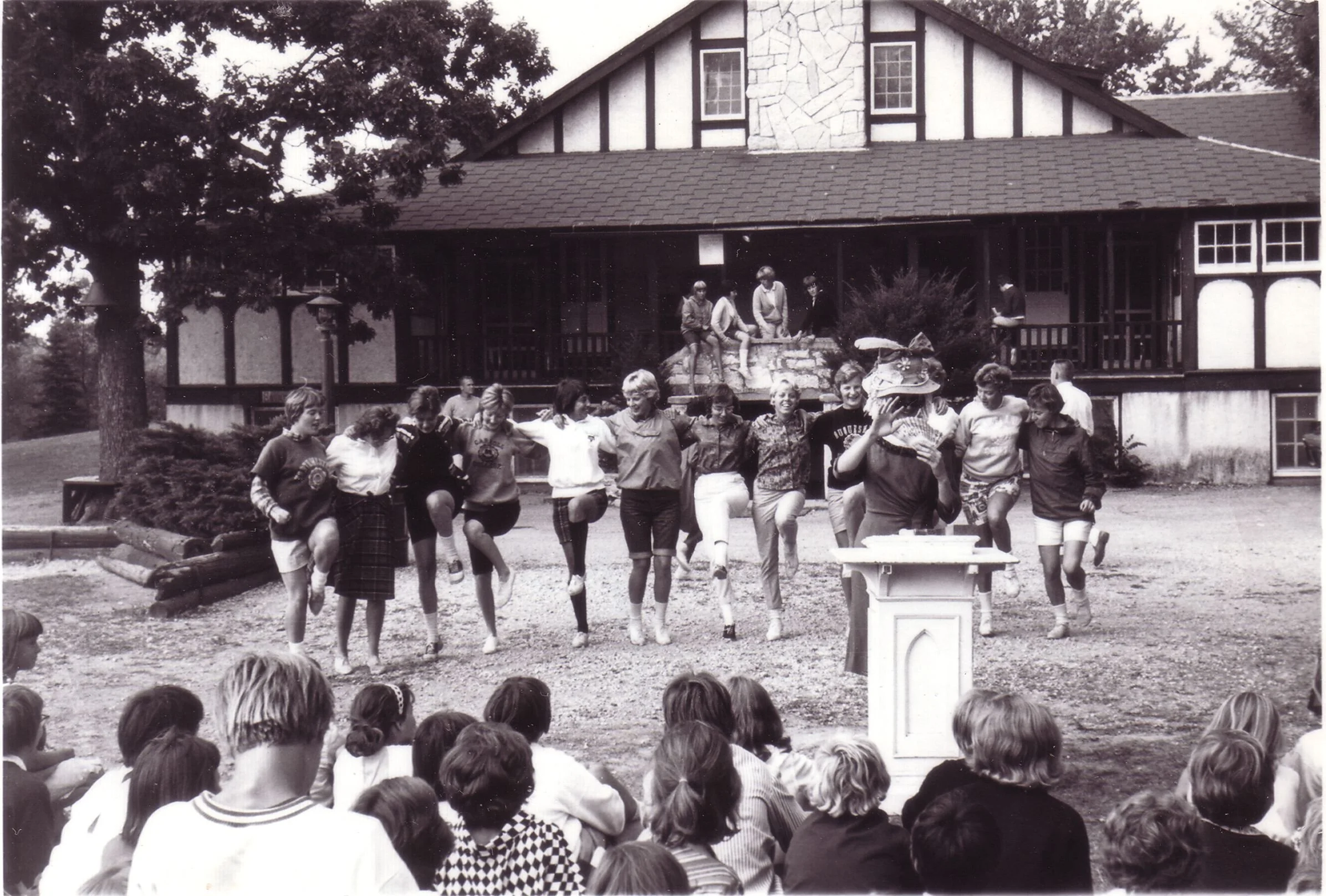 1963 - Kickline in front of the campers