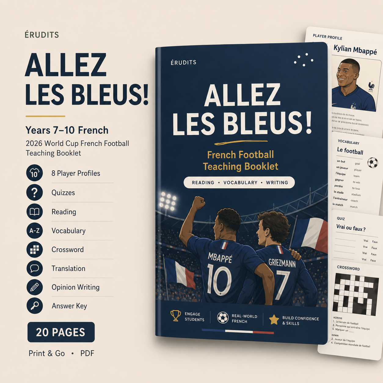Allez les Bleus! French Football World Cup 2026 — Complete Resource Pack | Years 7–10 | Australian Curriculum V9 French
