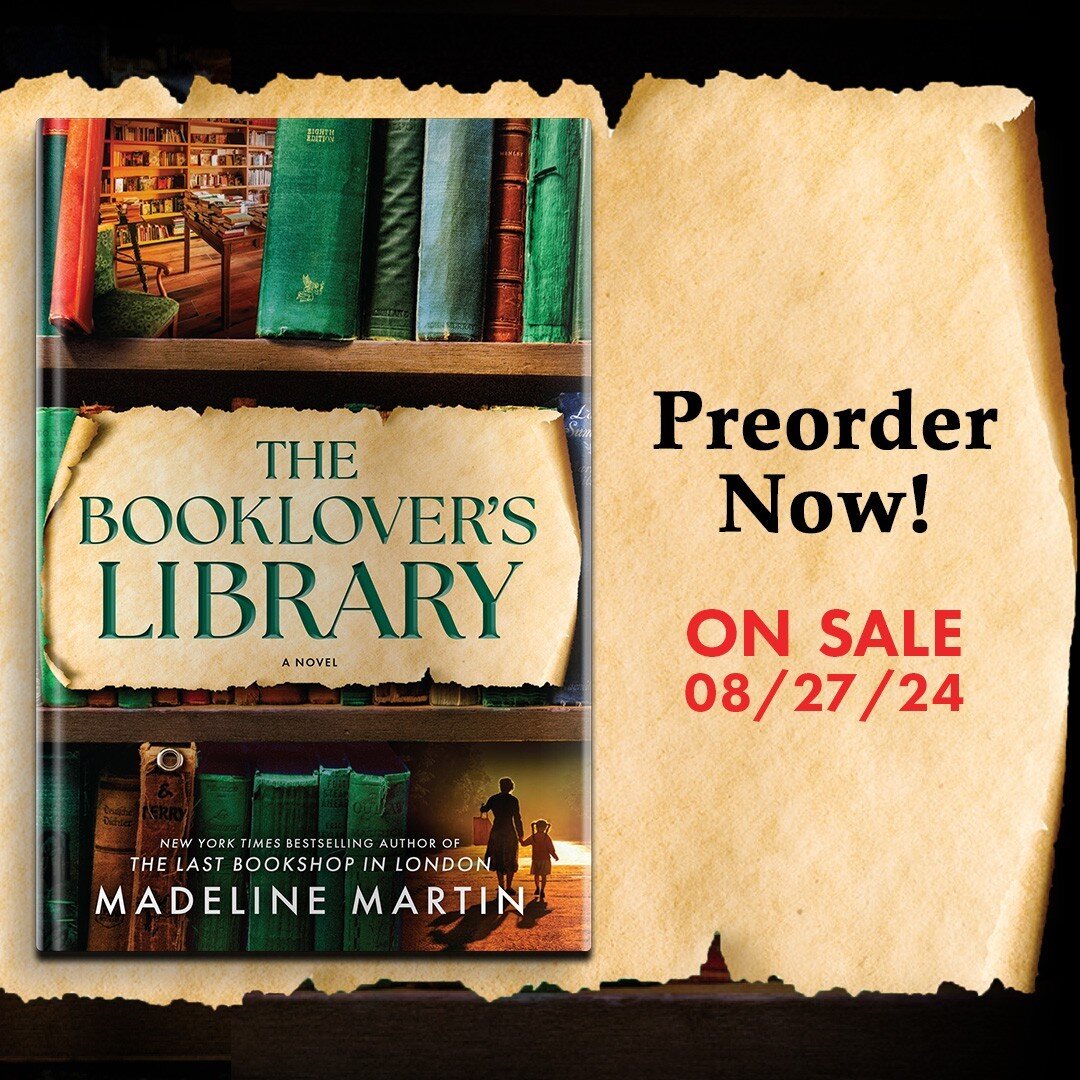 I'm so excited to share this beautiful new cover for THE BOOKLOVER'S LIBRARY by Madeline Martin! I adore her historical fiction about libraries and bookshops and can't wait to read this one.⁠
⁠
Set in Nottingham, England in 1939, the heartbreak of se