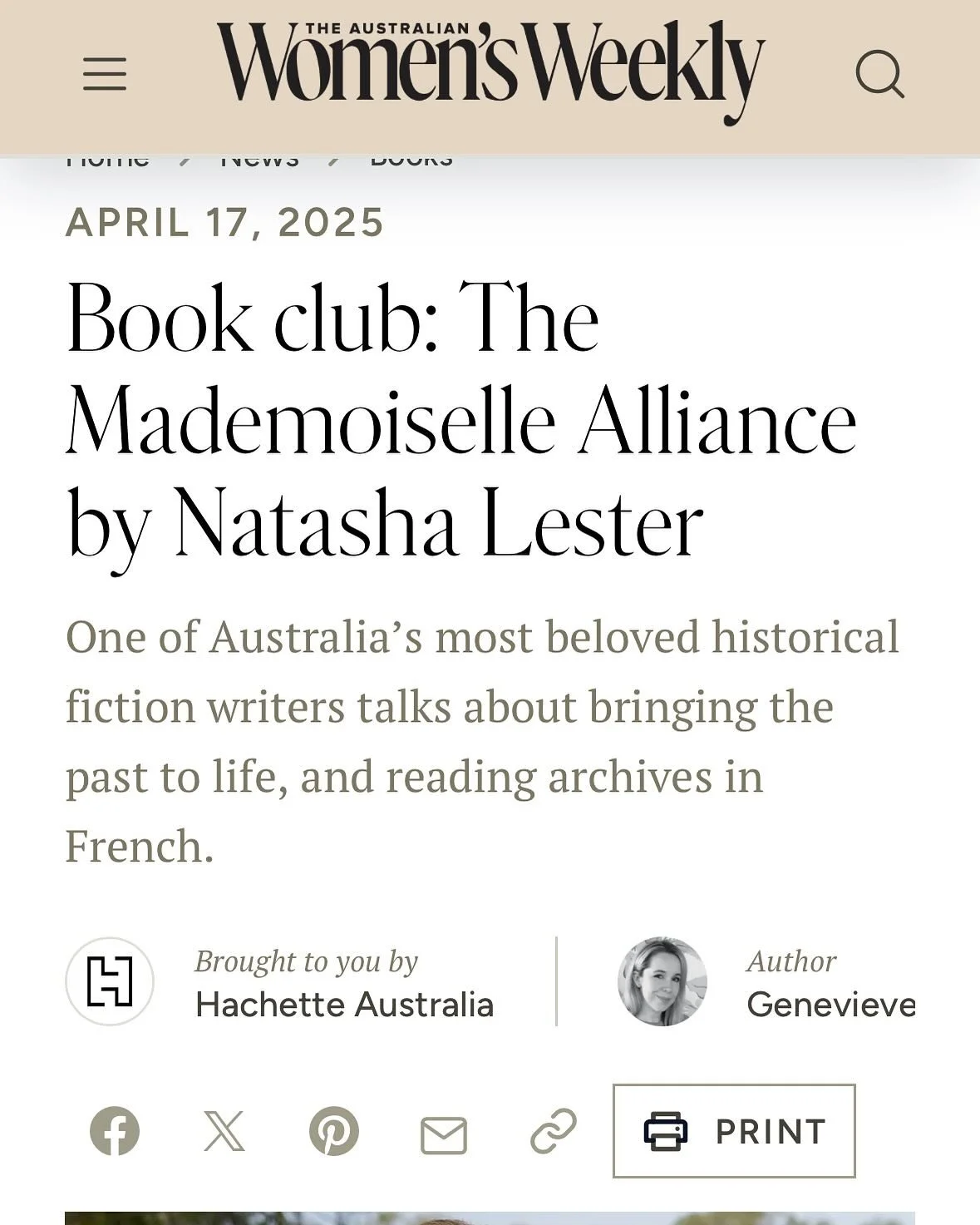 Thanks to the @womensweeklymag and @gen_gannon for interviewing me about THE MADEMOISELLE ALLIANCE! It was such a great interview and we had the chance to go into lots of detail about the remarkable Marie-Madeleine and her extraordinary wartime life,
