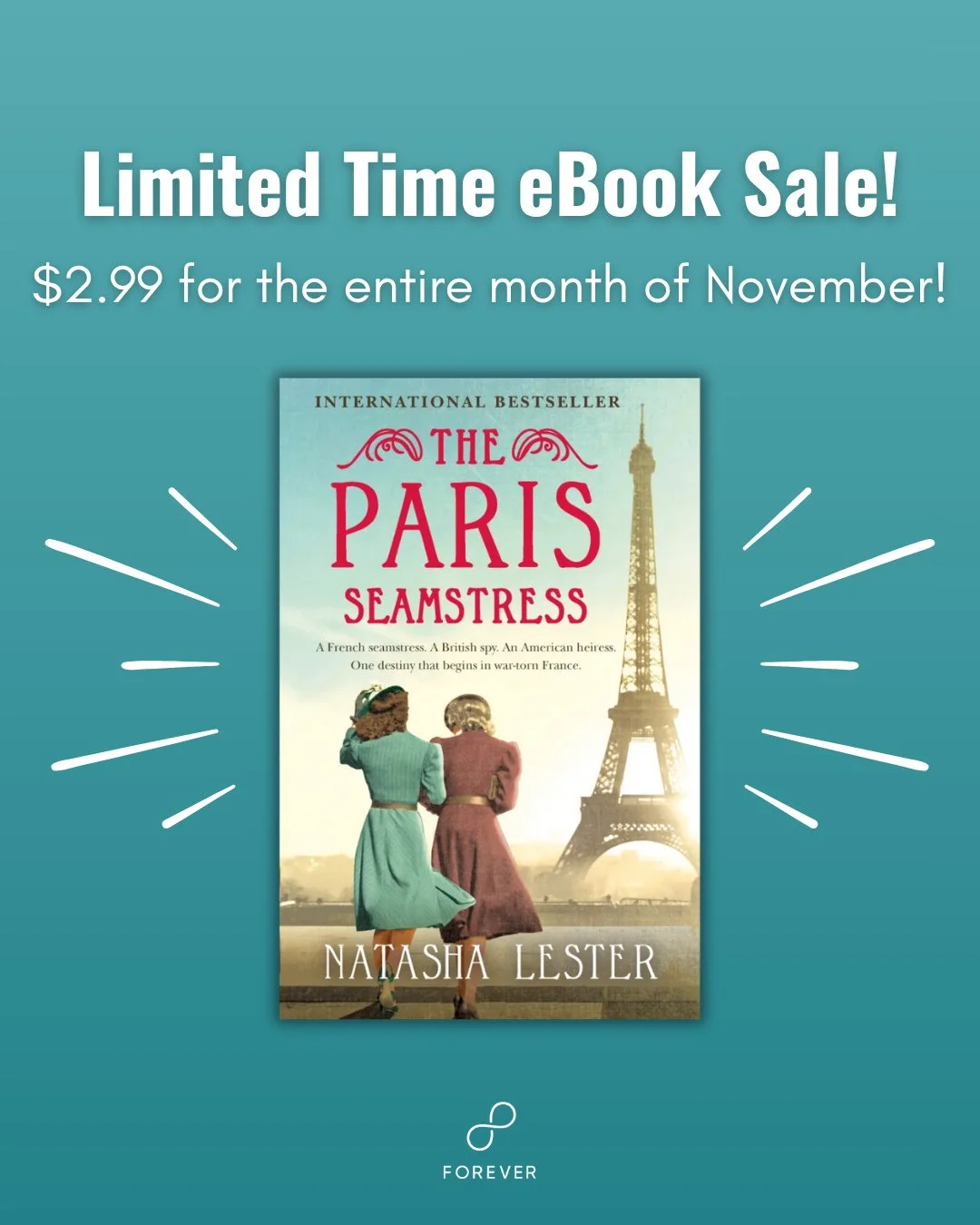 PSA for my North American friends--THE PARIS SEAMSTRESS is available during November for just $2.99 in ebook! Grab a copy while you can.⁠
⁠
Happy reading!