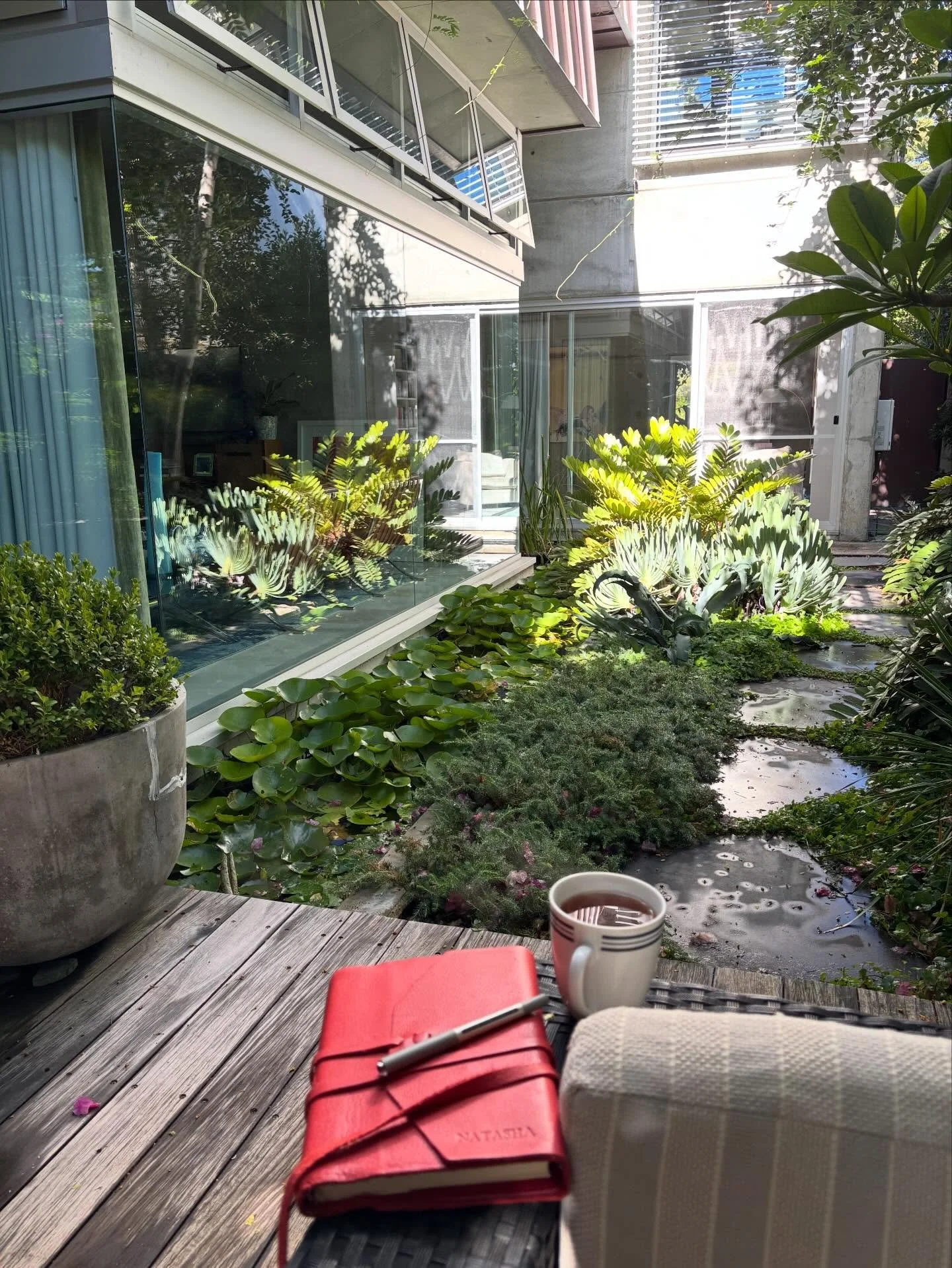 School holidays are over so it&rsquo;s my first proper day back at work. Starting out by sitting outside and doing my morning pages - not a bad office, right?!