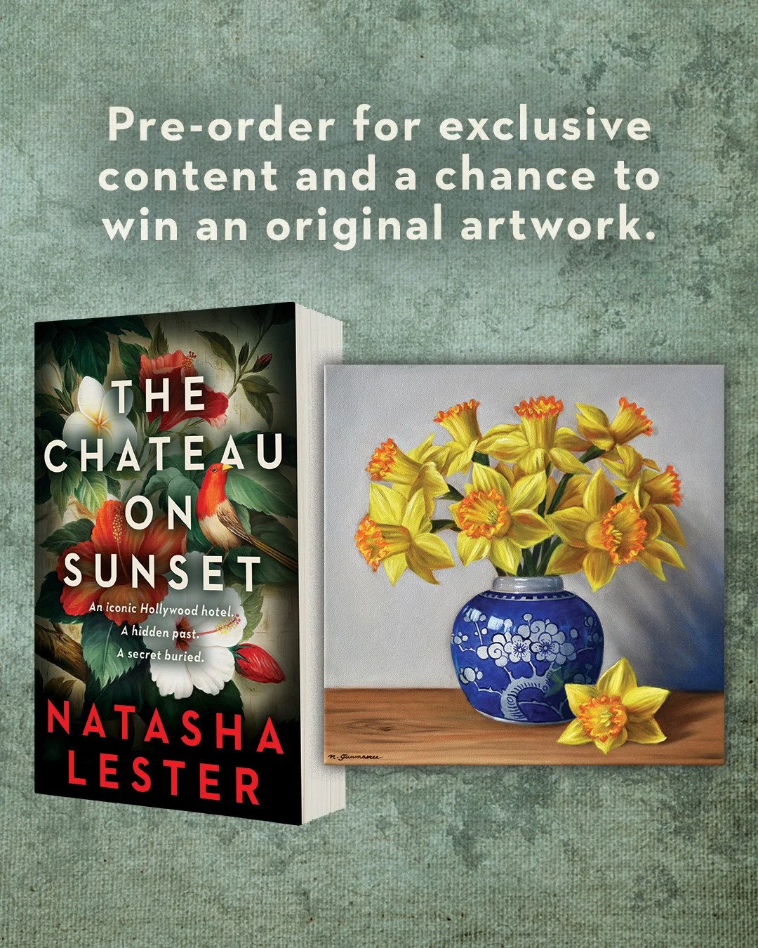 💛💐Look at the beautiful painting you could win!⁠
⁠
To say a big thank you to everyone who preorders THE CHATEAU ON SUNSET, we've put together a super fun gift. Everybody who preorders the book can get a gorgeous downloadable pdf of bonus content fr