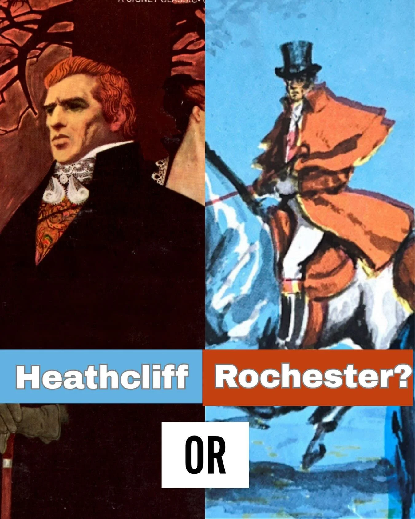 I was having a debate with my friends on the weekend about whether you can be both a Wuthering Heights fan AND a Jane Eyre fan, or if everyone loves one book and dislikes the other based on their feelings towards Heathcliff or Rochester. Yes, we were
