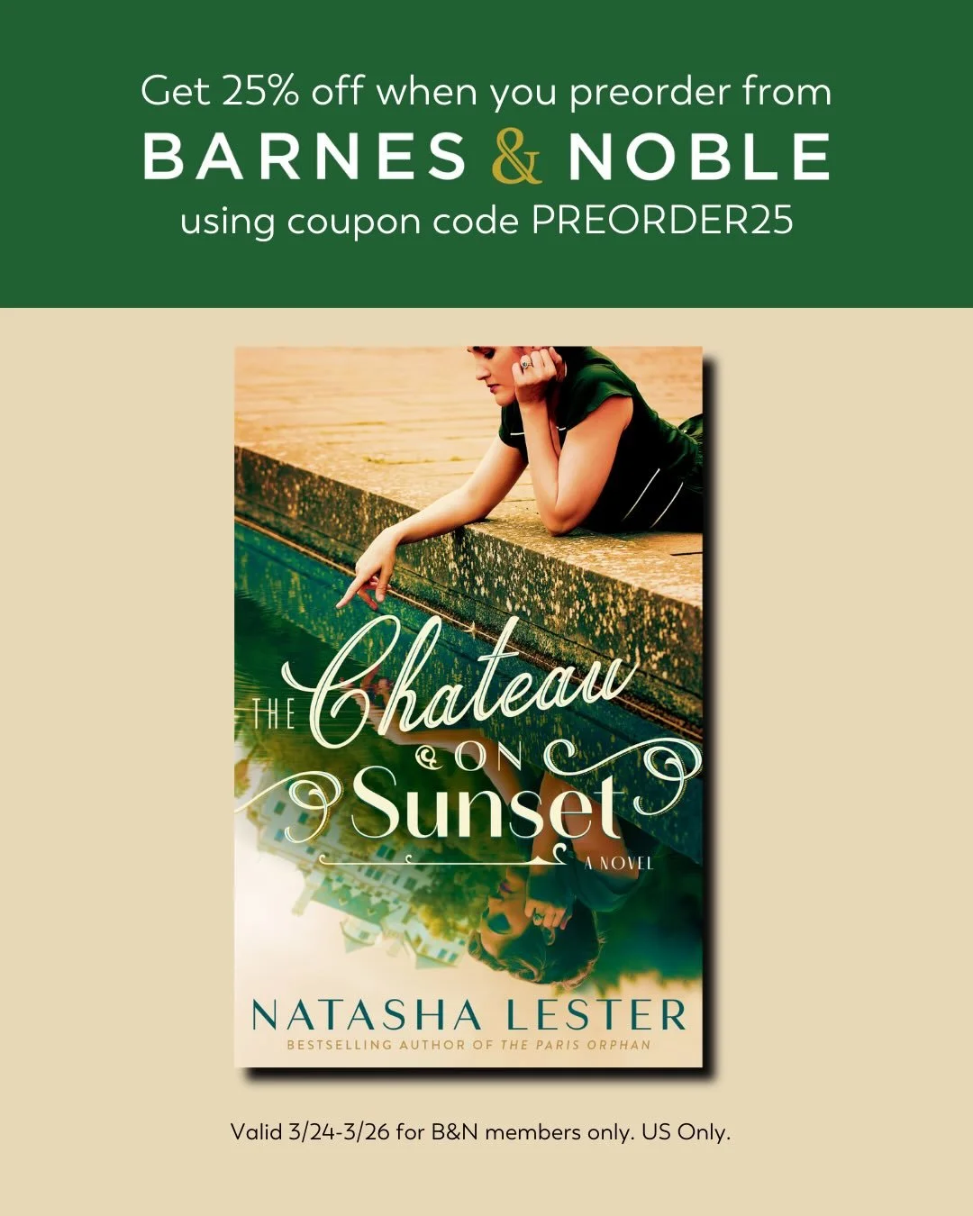 Friends! You can get 25% off THE CHATEAU ON SUNSET at @barnesandnoble if you preorder before March 26!

This fantastic offer is for Barnes &amp; Noble Premium and Rewards Members (Rewards is free to join if you&rsquo;re not already a member.) And don