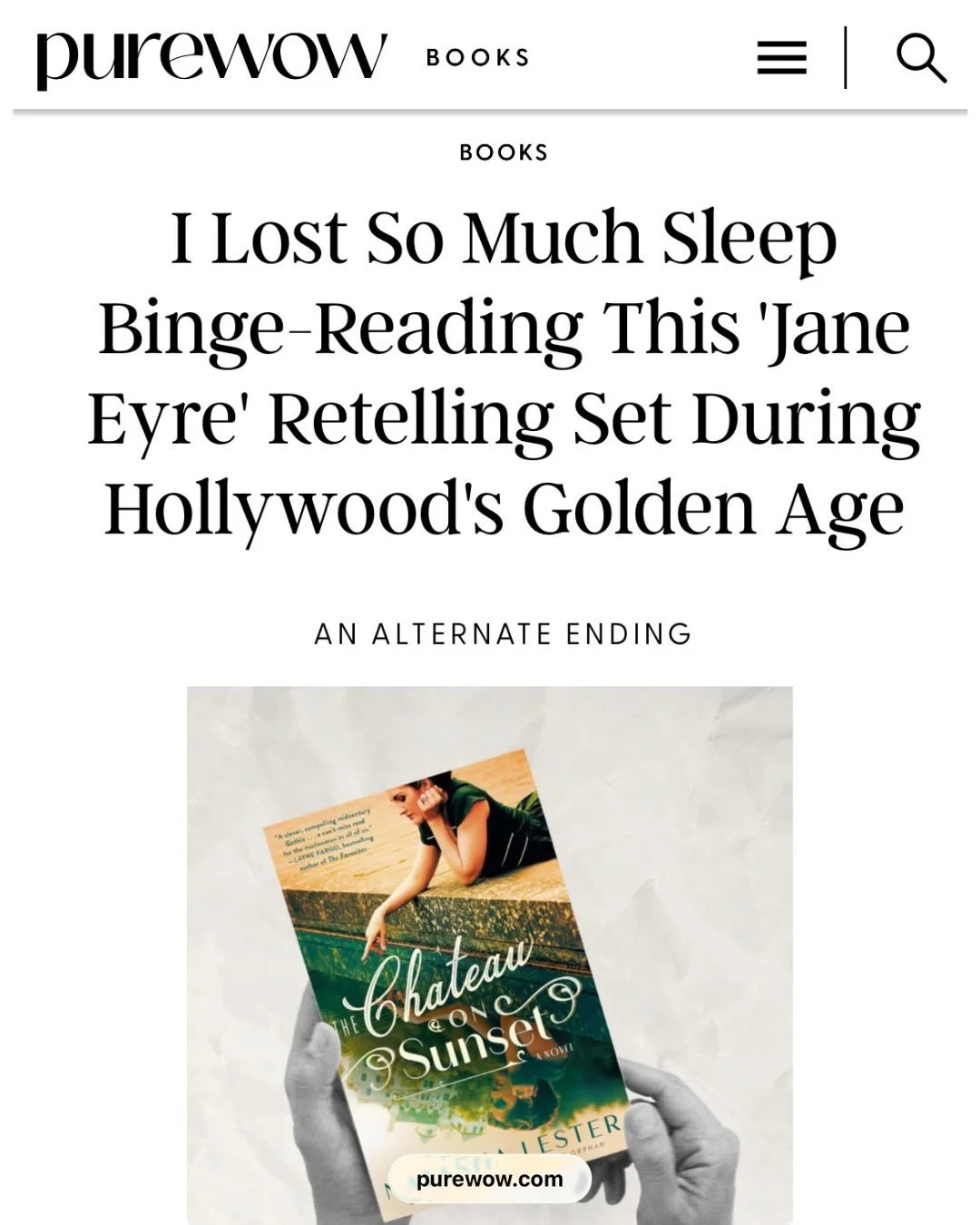 Thank you so much @purewow for this incredible review of THE CHATEAU ON SUNSET! It&rsquo;s such a great feeling when a reviewer really gets your book. 

I love this quote especially: 

&ldquo;Lester captures the opulence, corruption, glamour, power, 