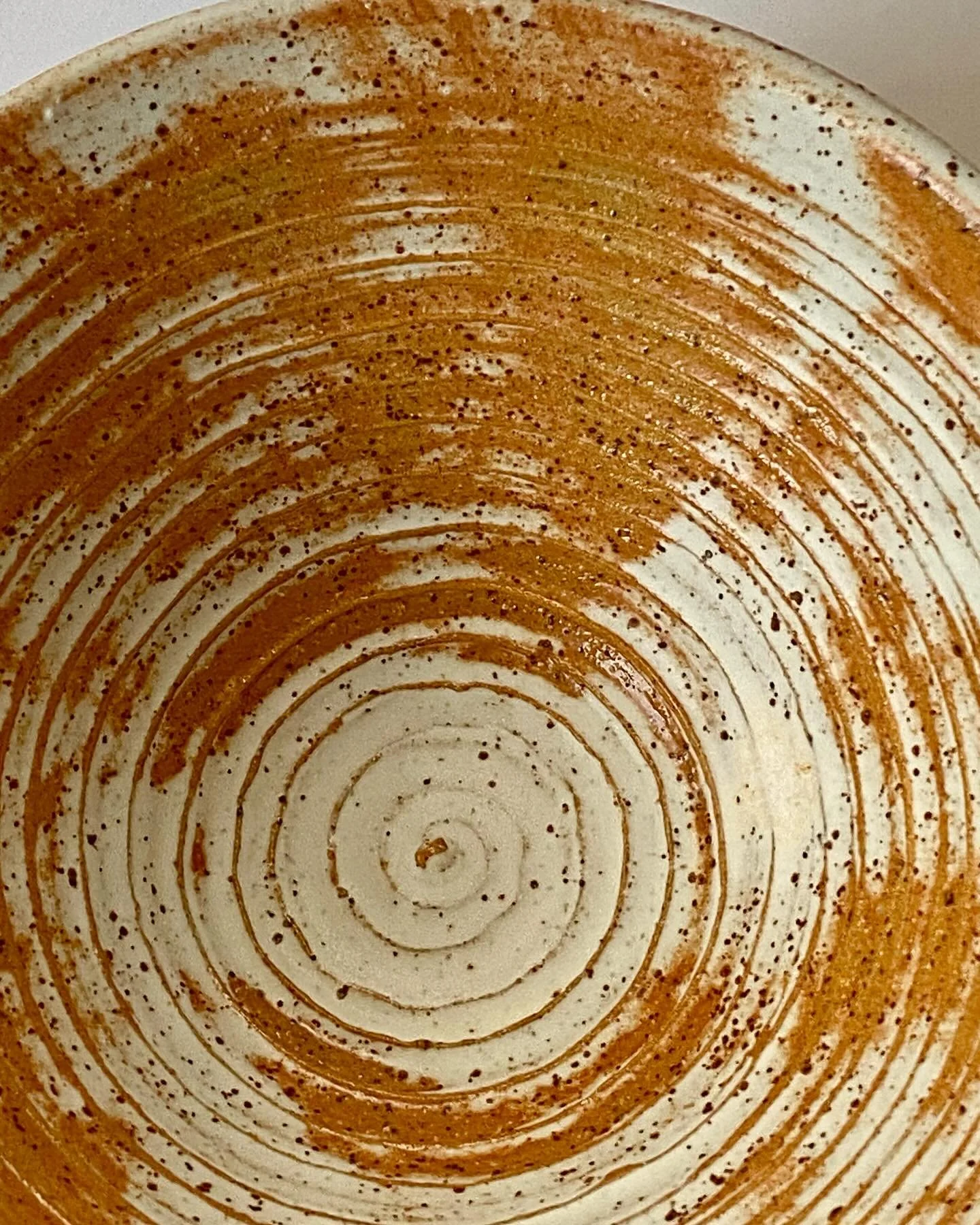 Shino glazed bowl fresh out of the kiln