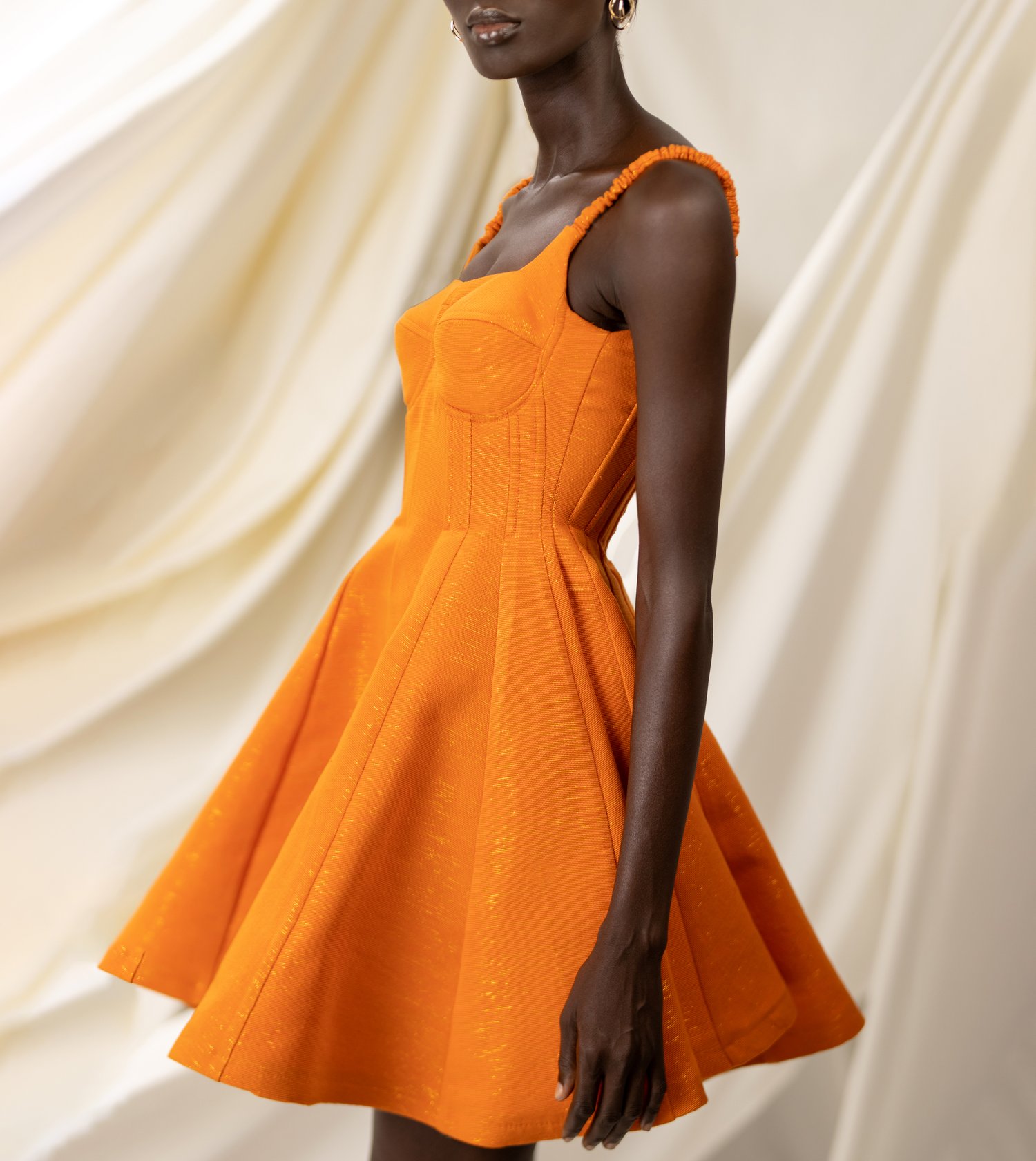 Ceemee Orange Cotton Dress Top(Kurti) With Brown Leggings @ Best