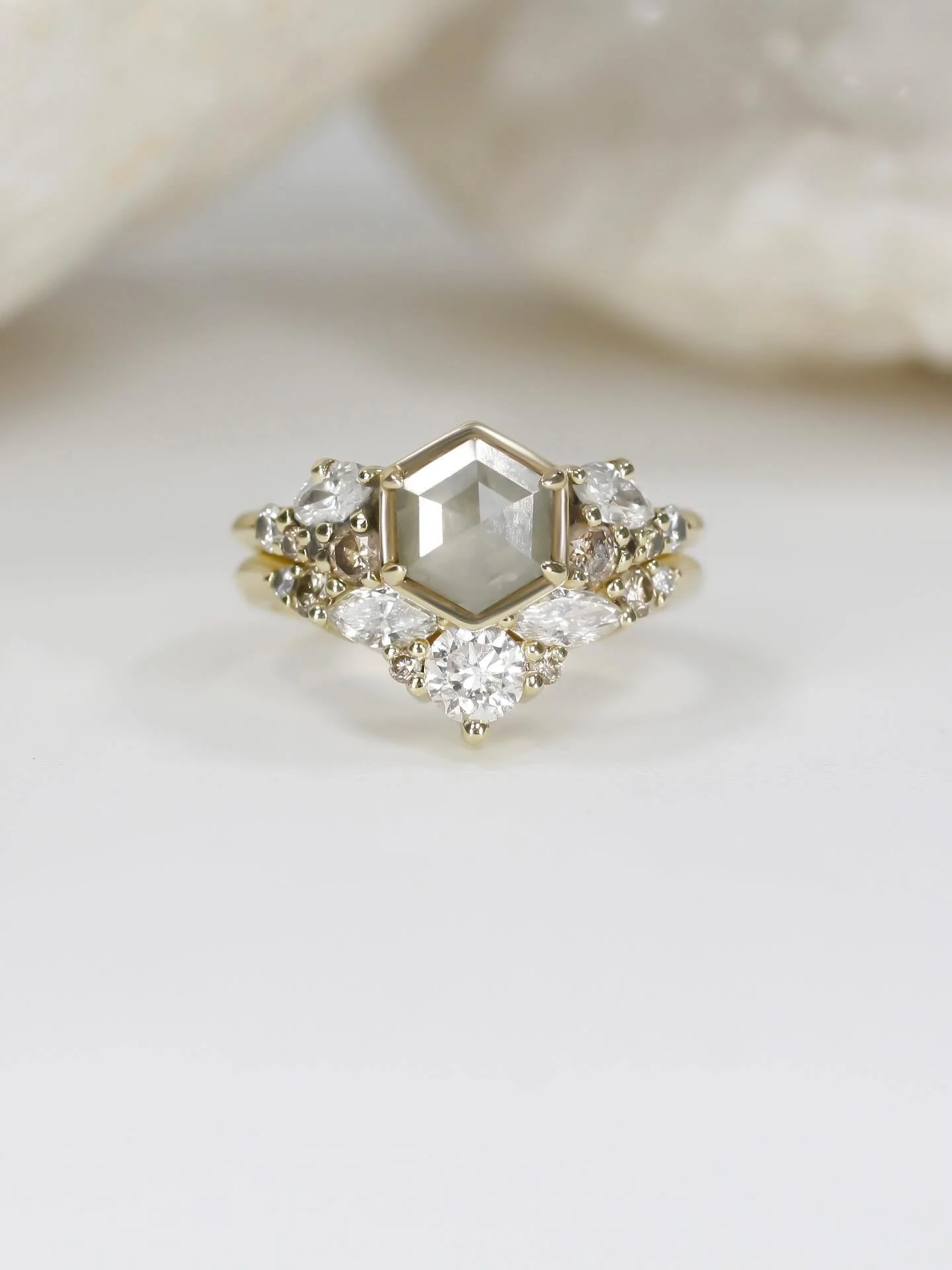 The perfect pair ✨ This is the ring set we mentioned the other day, we absolutely loved her engagement ring when we created it a while back, and seeing it together with her wedding band has us swooning all over again. A timeless set designed to shine