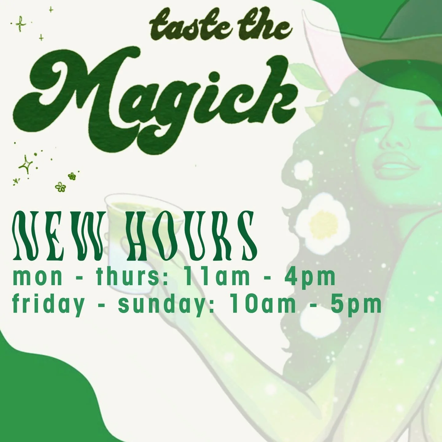 NEW HOURS! ✰彡 You asked - we answered. Now slingin' matcha seven days a week! 💚 Thanks so much for another great summer! ❁