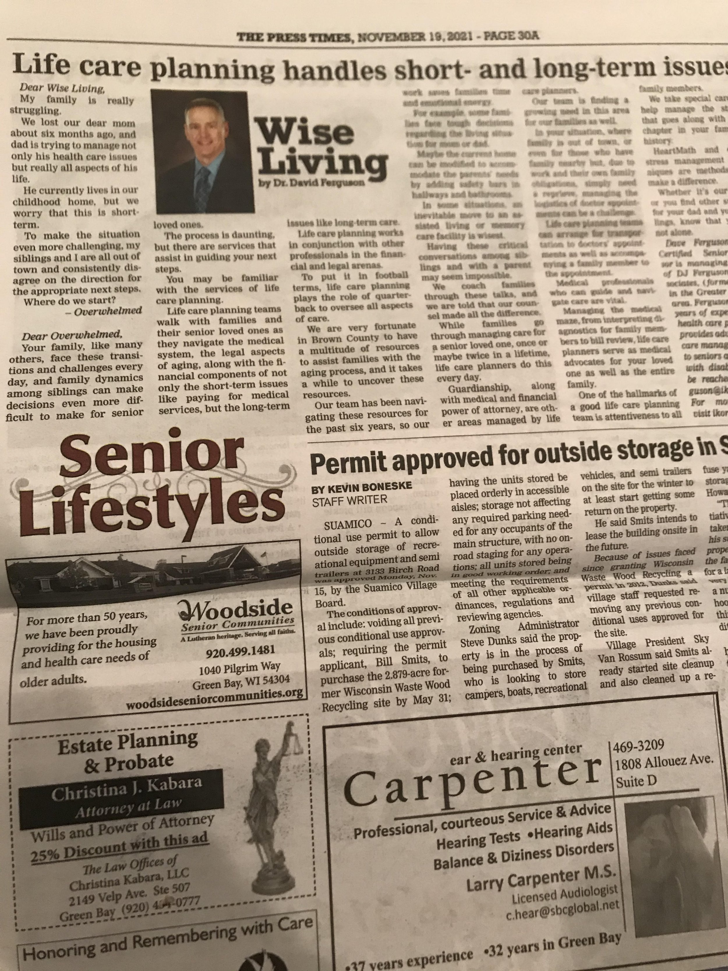 Wise Living discusses what we do best, Life Care Planning