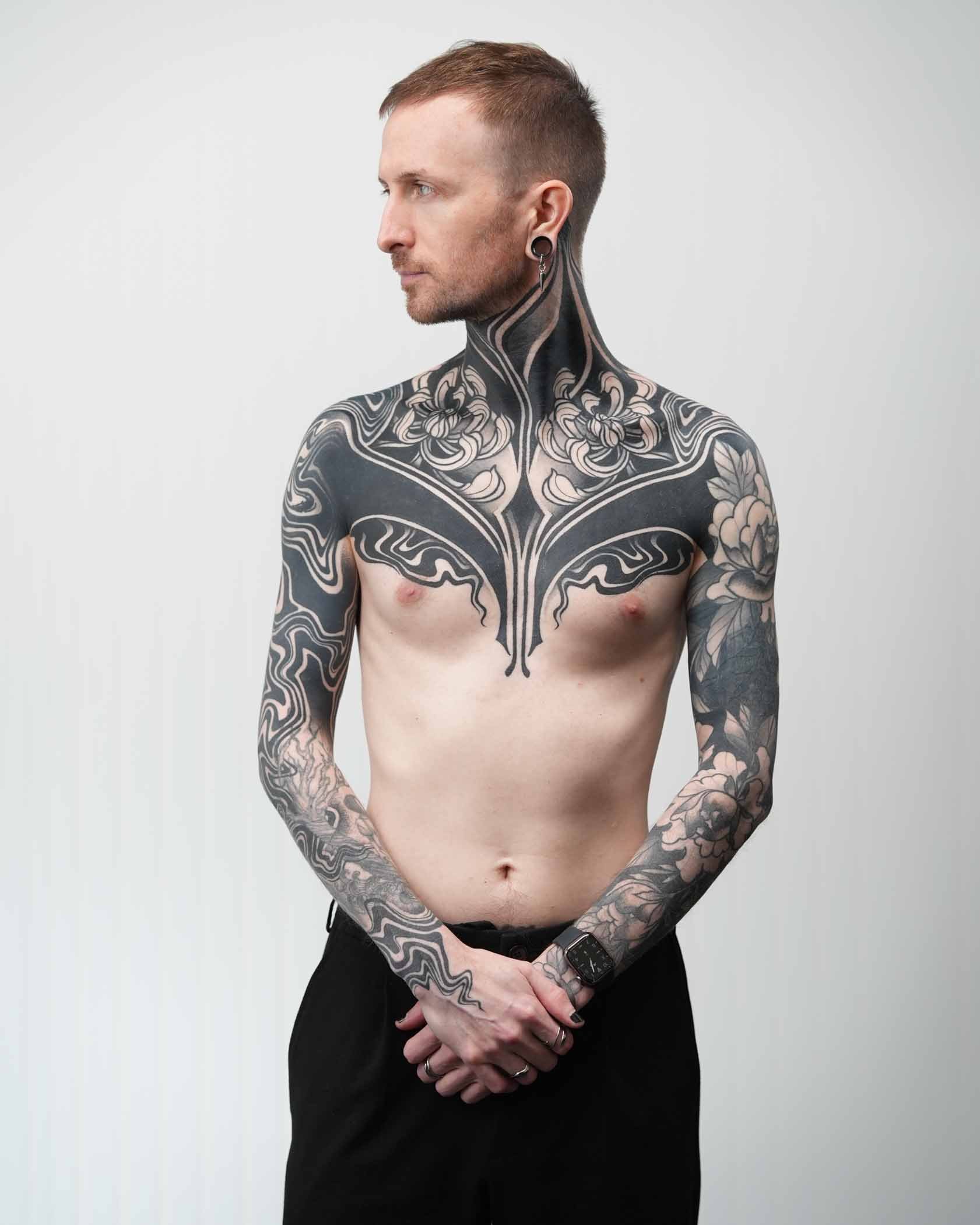 Modern Chrysanthamum Tattoo Symmetrical style by Katie Mizuno Bay Area blackwork tattoos-04.jpg