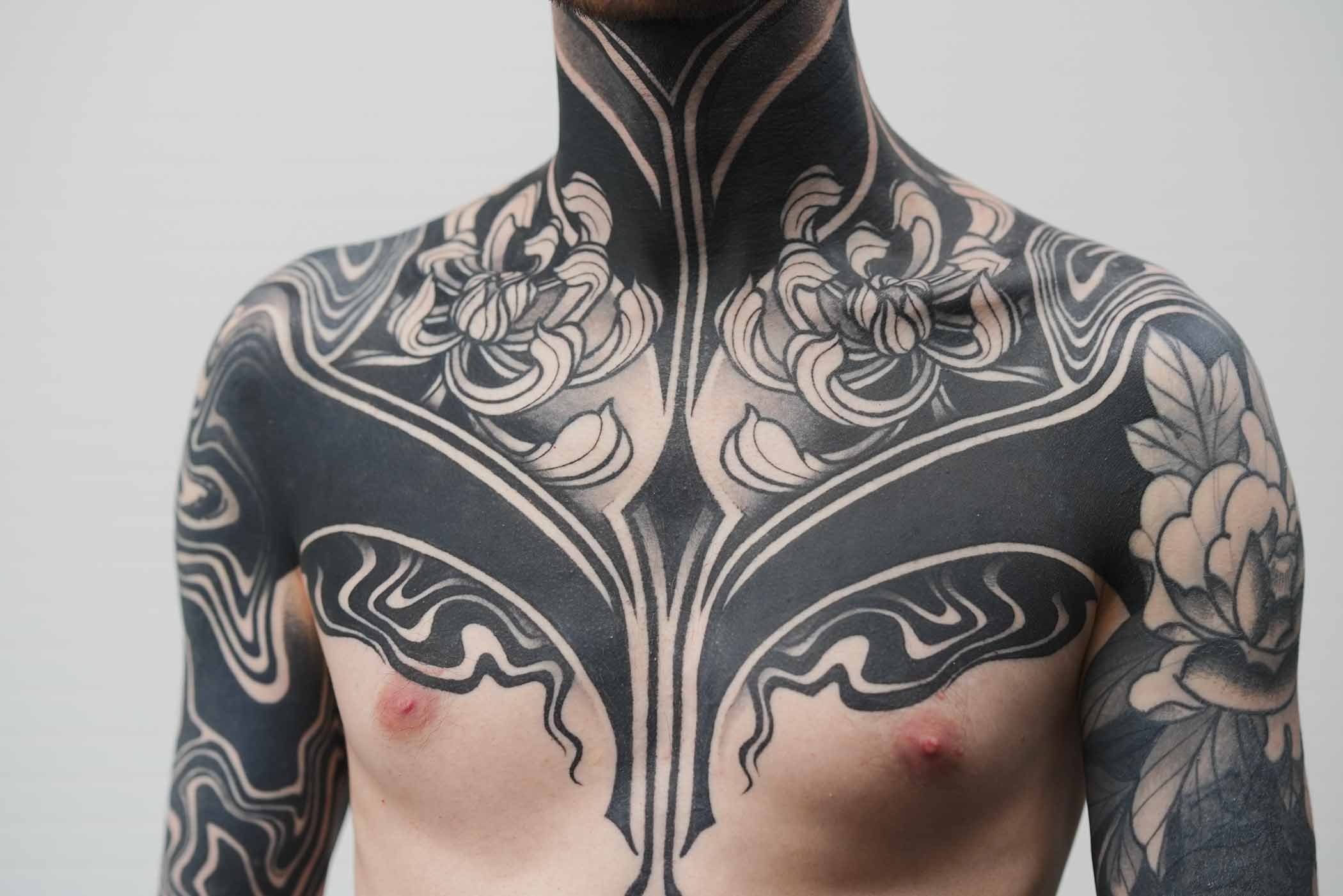 Modern Chrysanthamum Tattoo Symmetrical style by Katie Mizuno Bay Area blackwork tattoos-1.jpg