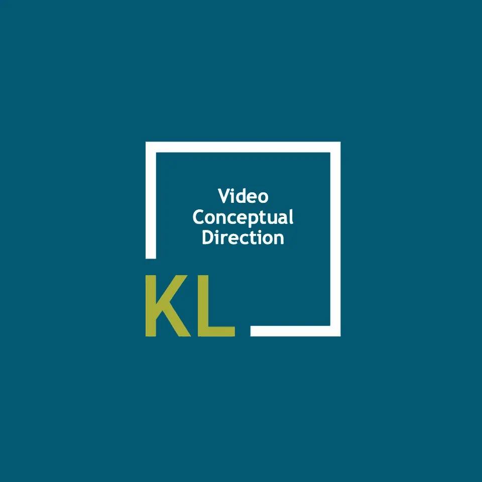 Logo with a dark teal background, a white square outline, and green letters 'KL'; inside the square, white text reads 'Video Conceptual Direction'.