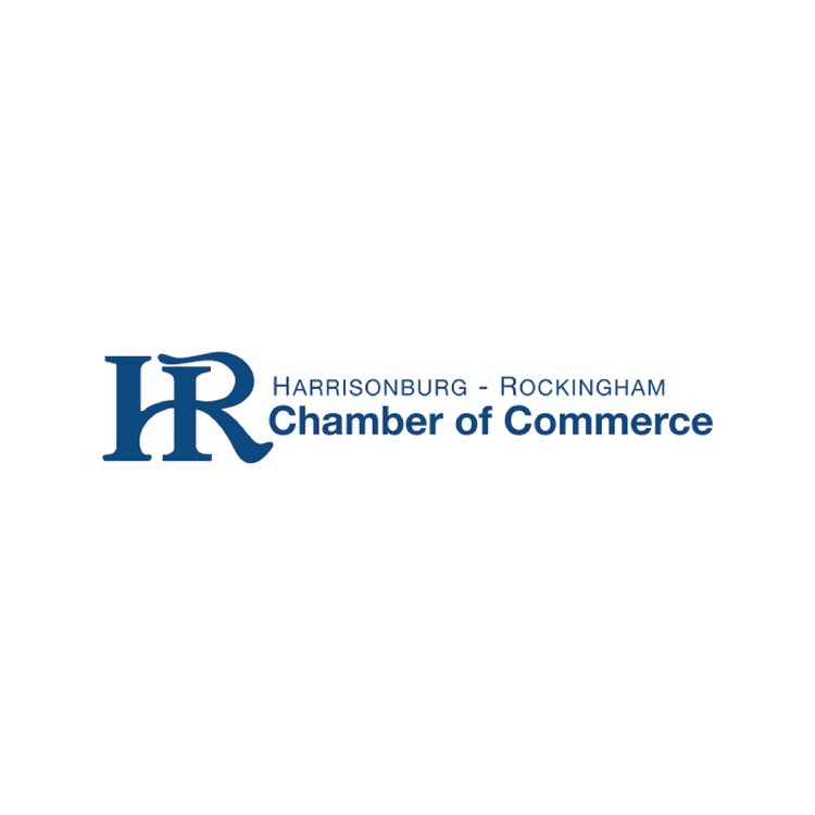 Logo of Harrisonburg - Rockingham Chamber of Commerce with a stylized 'HR' in blue and the text of the organization name.