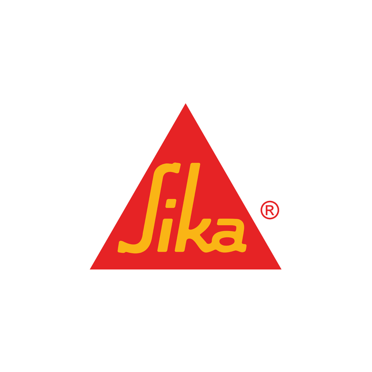 Red triangle with yellow text 'Sika' and a registered trademark symbol.
