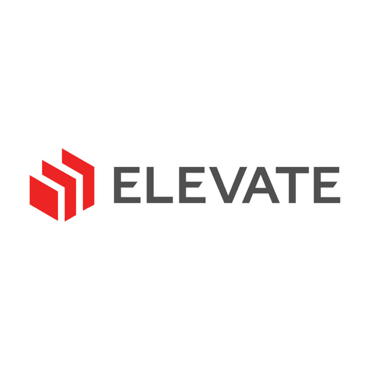Logo with three red upward-pointing rectangles and the word 'ELEVATE' in gray text.