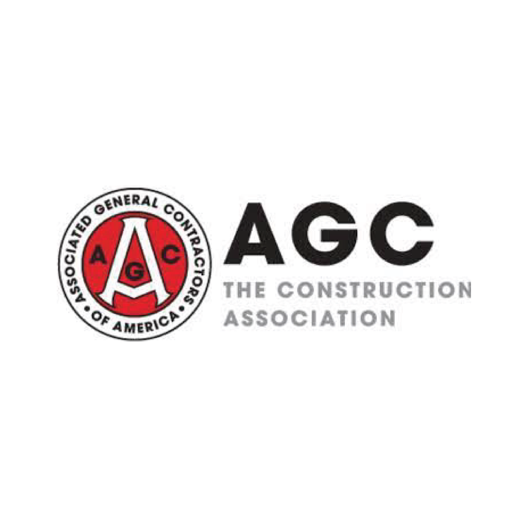Logo of the Associated General Contractors of America with the text AGC, The Construction Association.