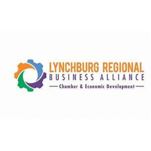 Logo of Lynchburg Regional Business Alliance with text and colorful gear symbols.