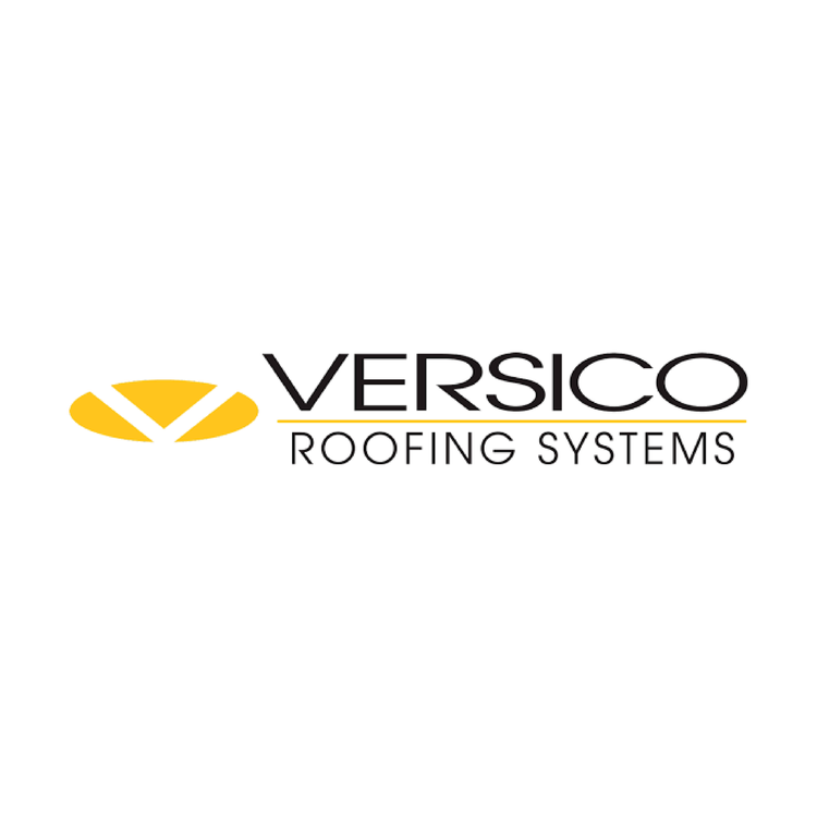 Logo of Versico Roofing Systems with black text and yellow graphic design.