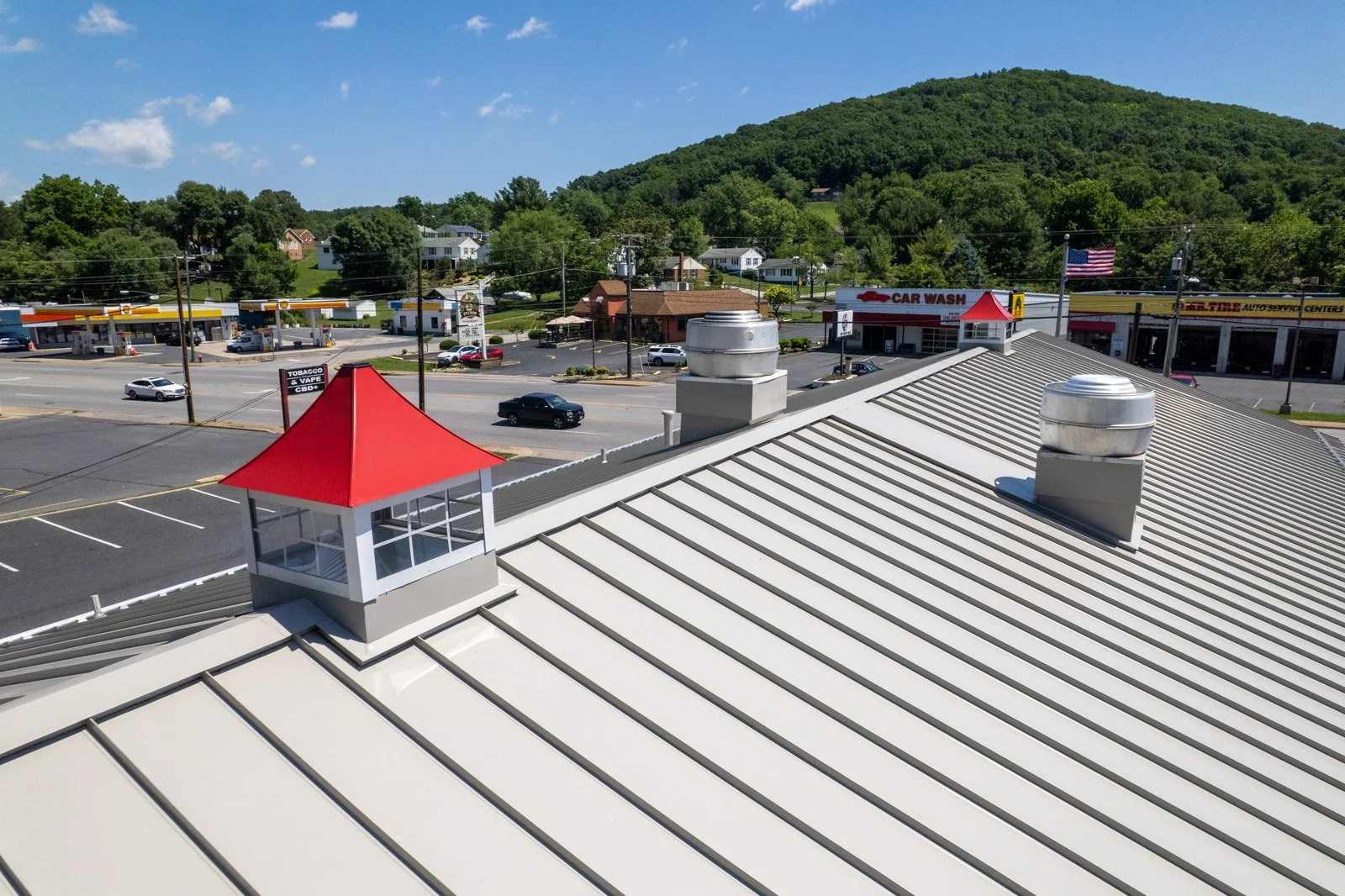 Close up view of Metal Roof for Kline's Dairy Bar in Staunton Virginia