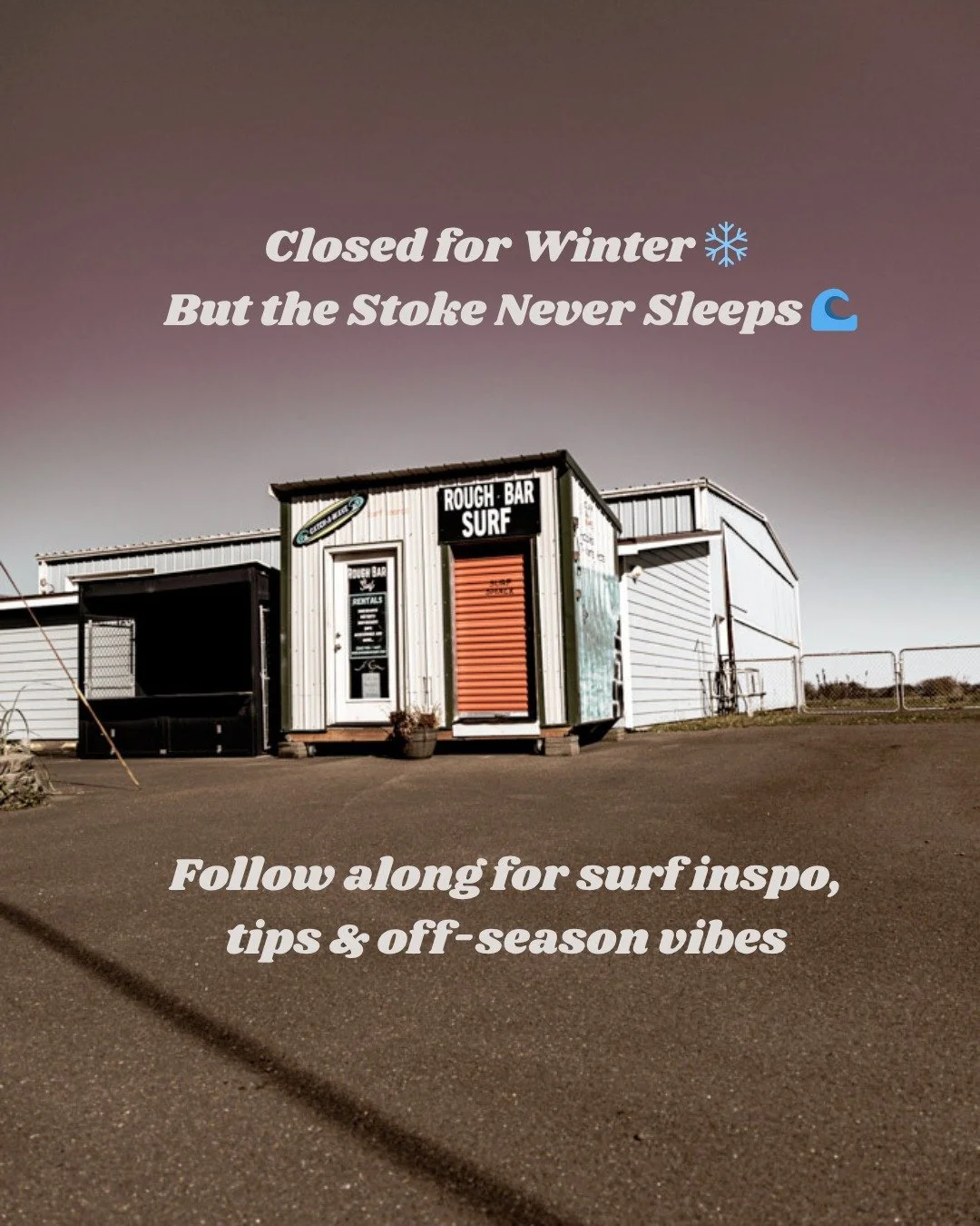 We may be closed for the season, but the surf spirit never sleeps. 🌊✨
Follow along for winter wave wisdom, gear tips, and inspo to fuel your next session. Whether you're chasing swells or just dreaming of salty toes&mdash;Rough Bar&rsquo;s got your 