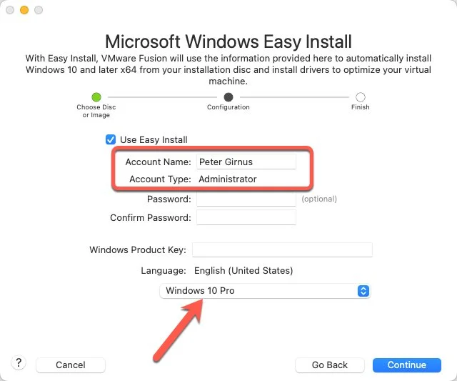 Select Windows 10 Product Version