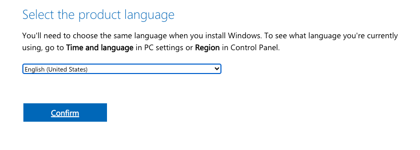 Select Windows Product Language