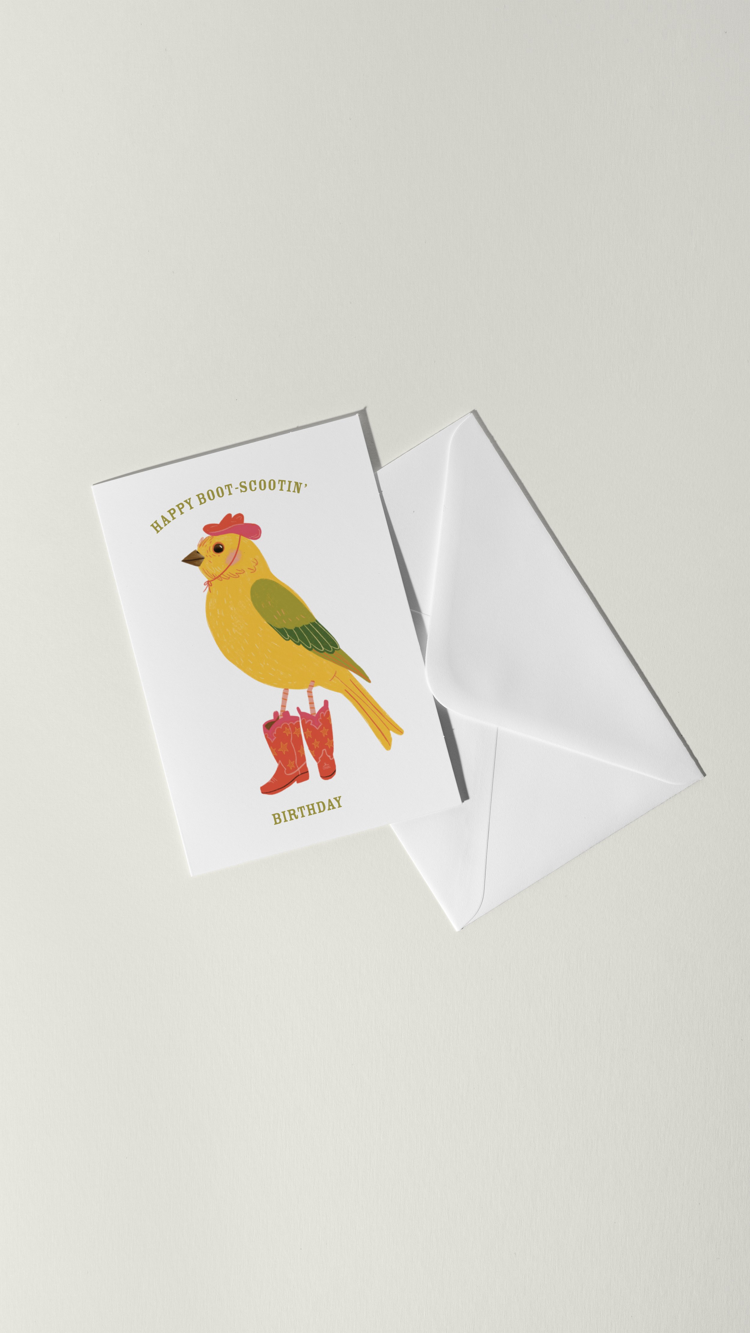 Boot-Scoot Birdy Birthday Card