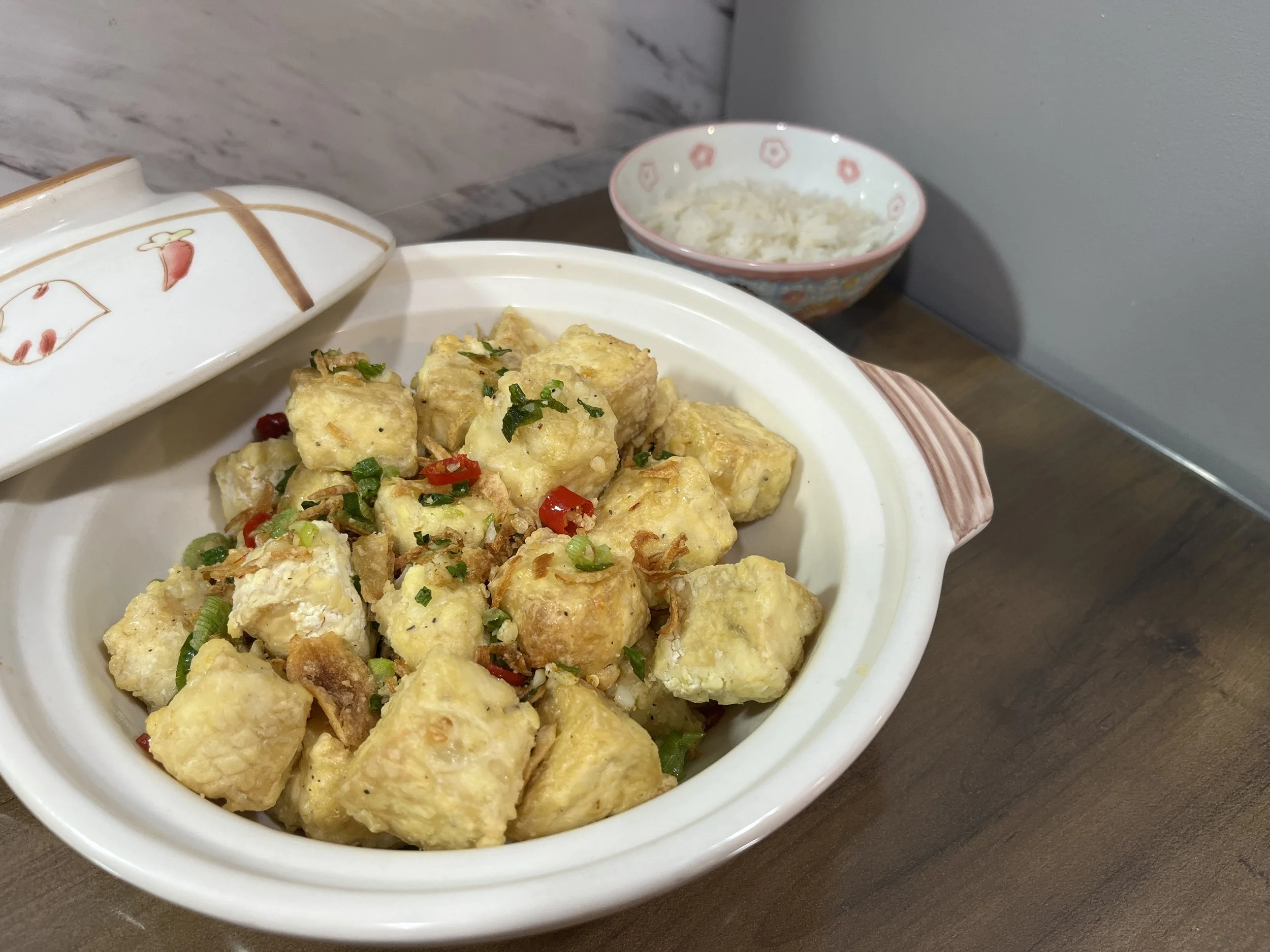 Perfectly Crispy Tofu EVERY TIME (Air Fryer Salt &amp; Pepper)