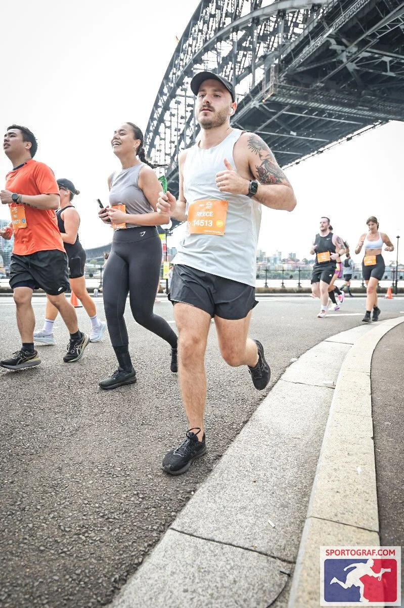 Bodyworks Sydney founder Reece Hagan competing in a Sydney half marathon.