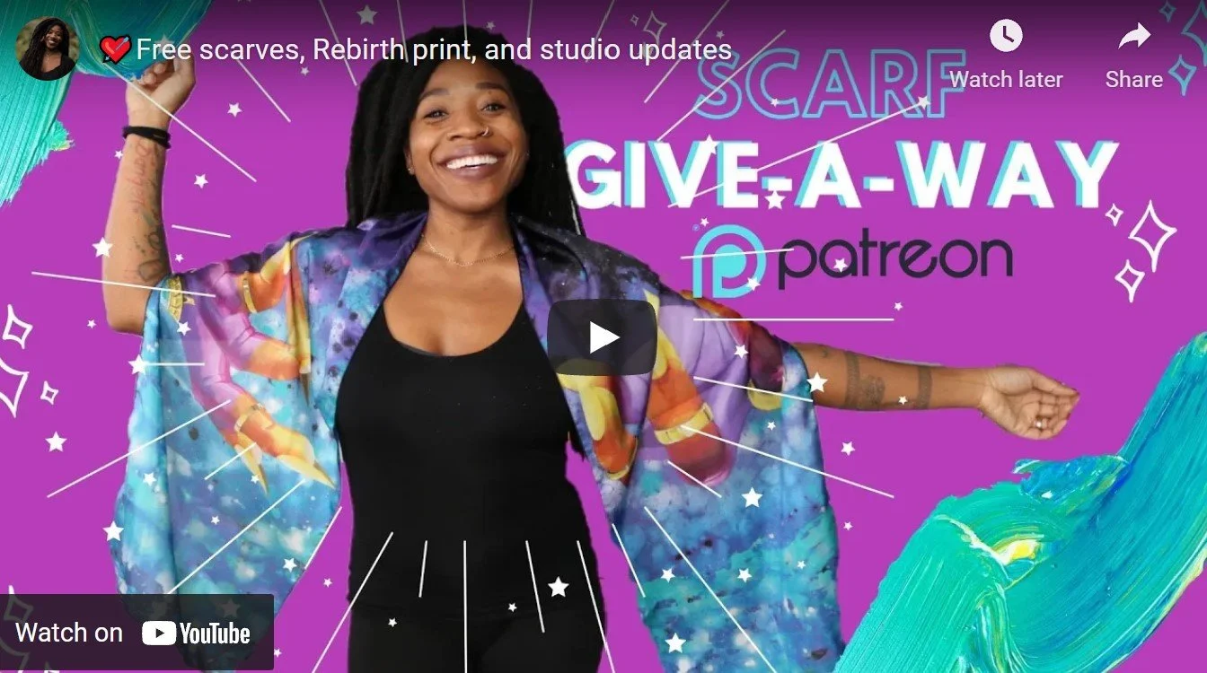 💘Free scarves, Rebirth print, and studio updates