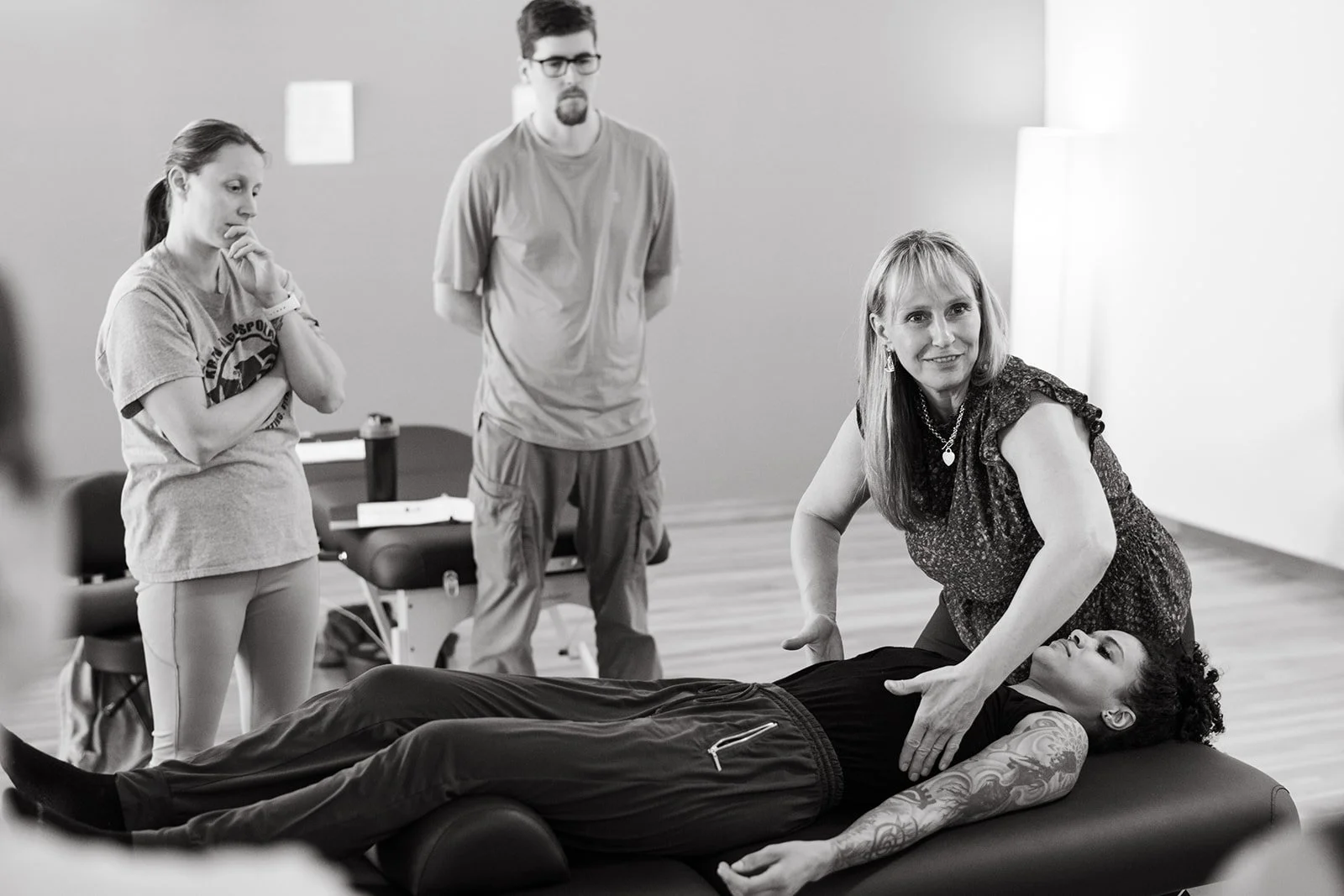 teaching bodywork to classroom, massage