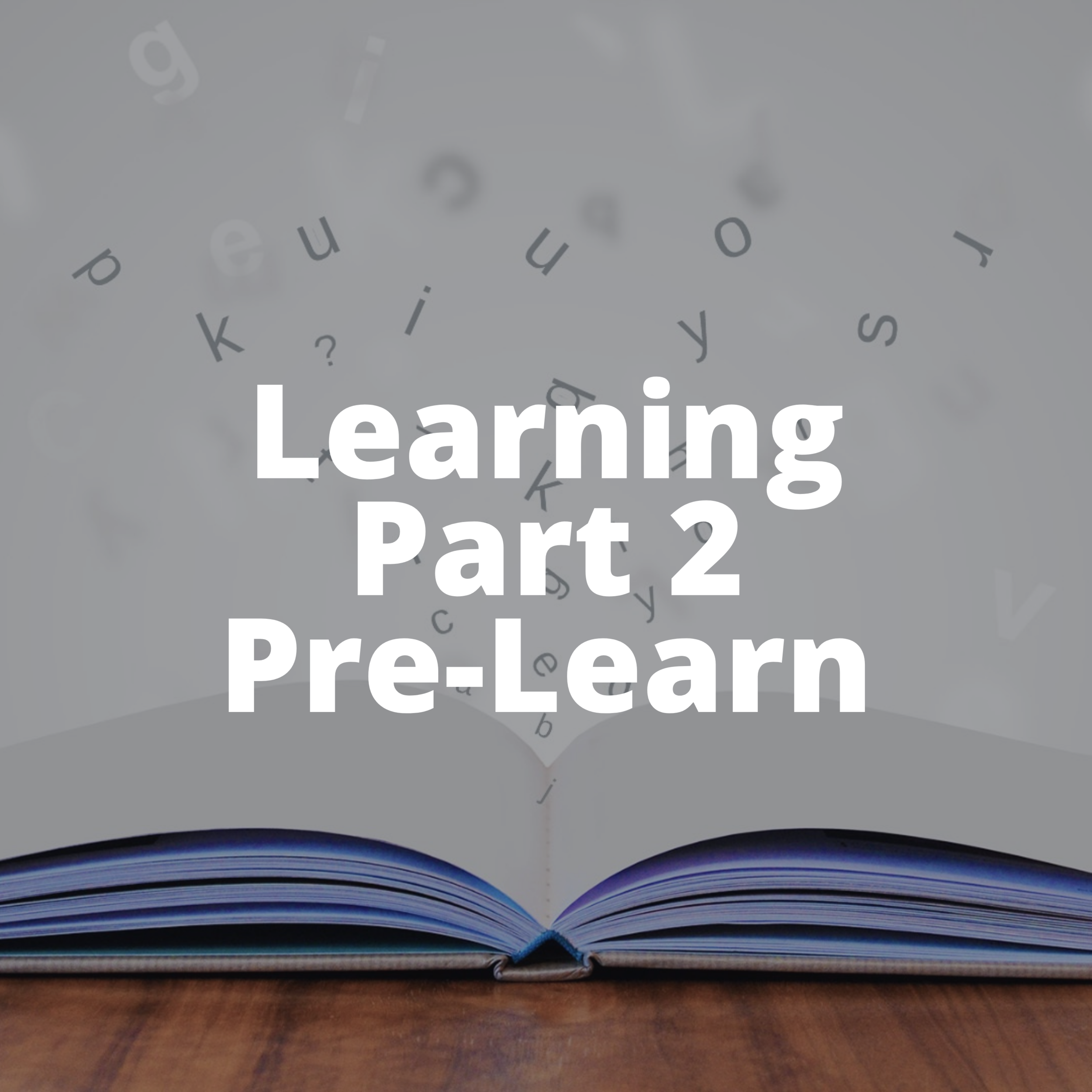Learning Part 2: Pre Learning