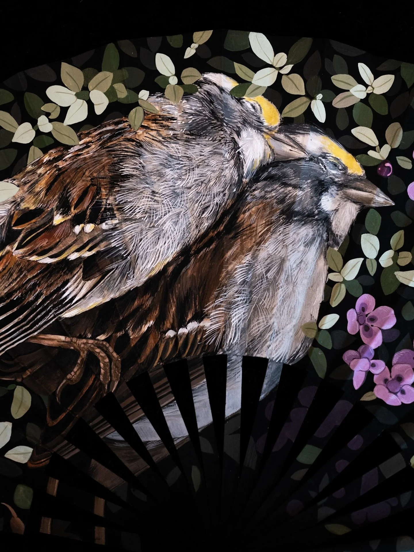 &lsquo;Creeping Thyme&rsquo; for @neon_buddha_brisbane &lsquo;s Soyokaze exhibition last night‪‪ (because time do be creepin and they do be dead). 60+ hrs of drawing and painting on these little guys ‪‪❤︎‬ thank you for having me