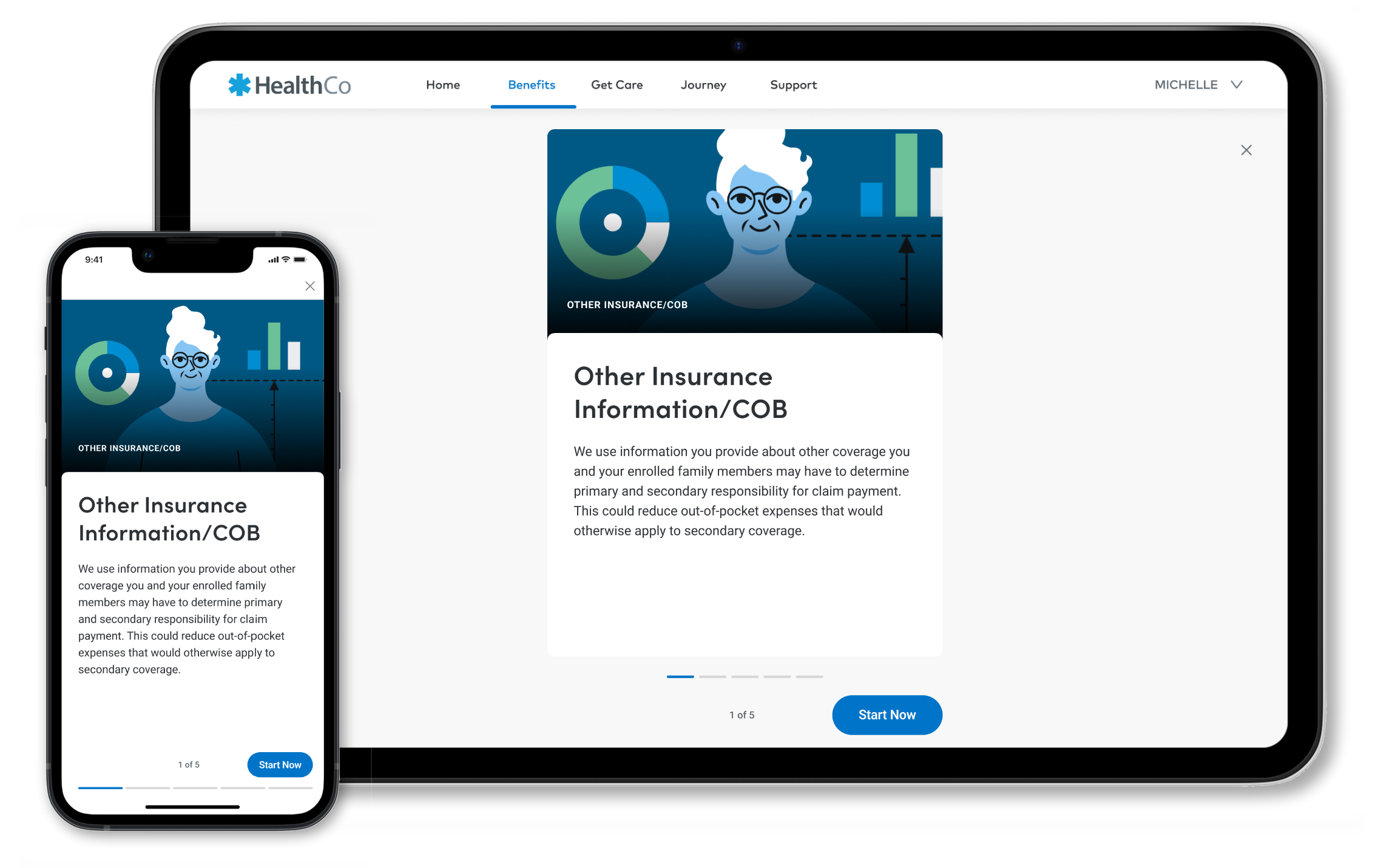 COB intro screen in mobile and tablet size