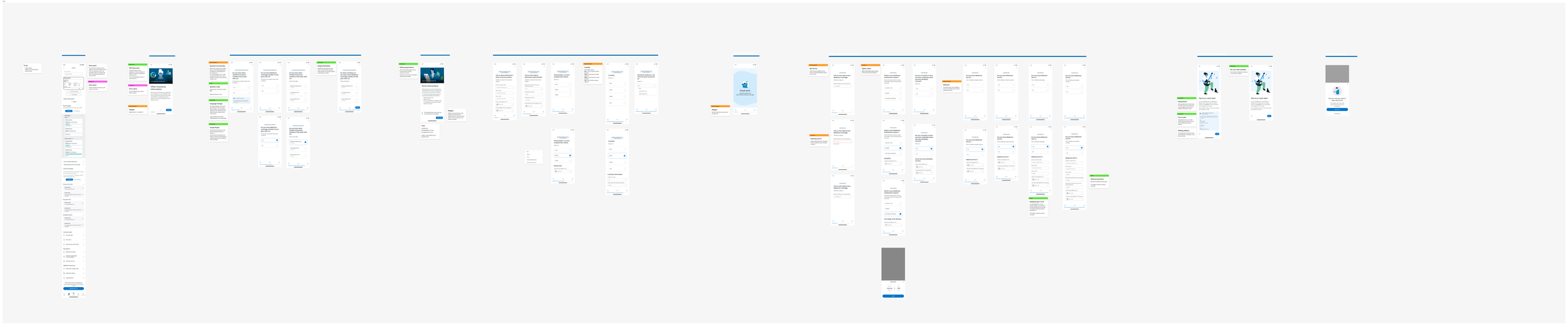 Sample prototype screens
