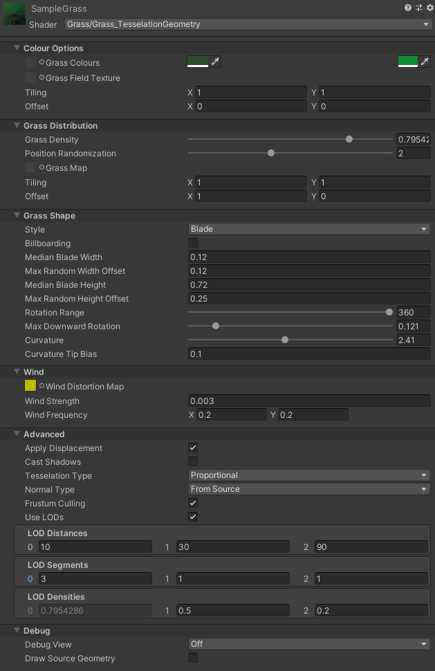 The material has a swanky inspector in the style of other HDRP materials!