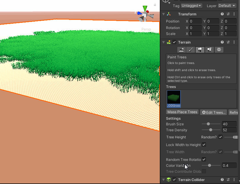 The grass can be baked into static meshes and then placed as prefabs on Unity terrain. 