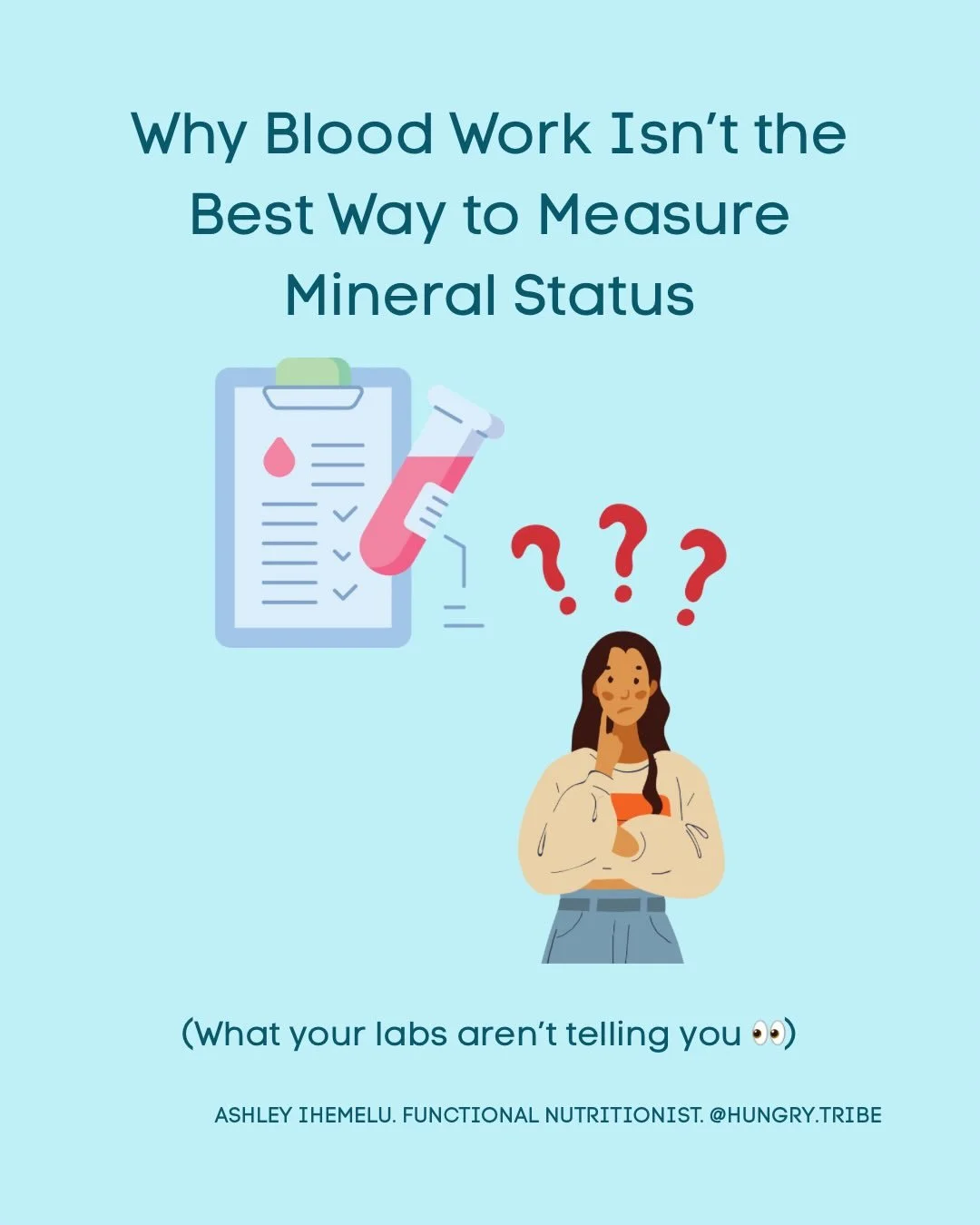I&rsquo;ve been going over a lot of blood work lately which I love! But while symptoms might point to mineral issues blood work isn&rsquo;t the best way to confirm this. 

The thing is blood work is great at showing what is happening in the bloodstre