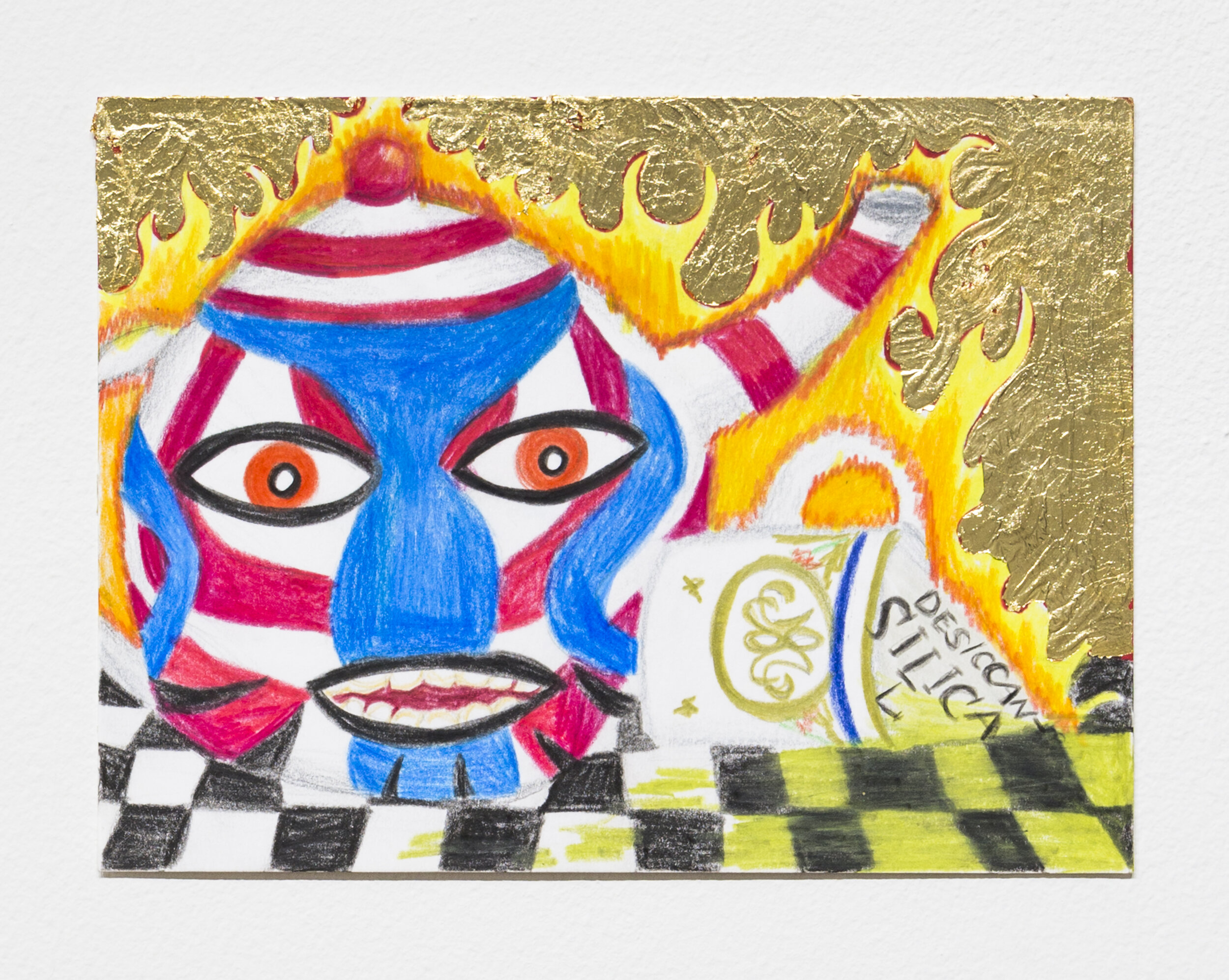   Burning Still Life #2 (The United States Champion Tea),  2018  6 x 8 inches (15.24 x 20.32 cm.)  Colored pencil and gold leaf on paper 
