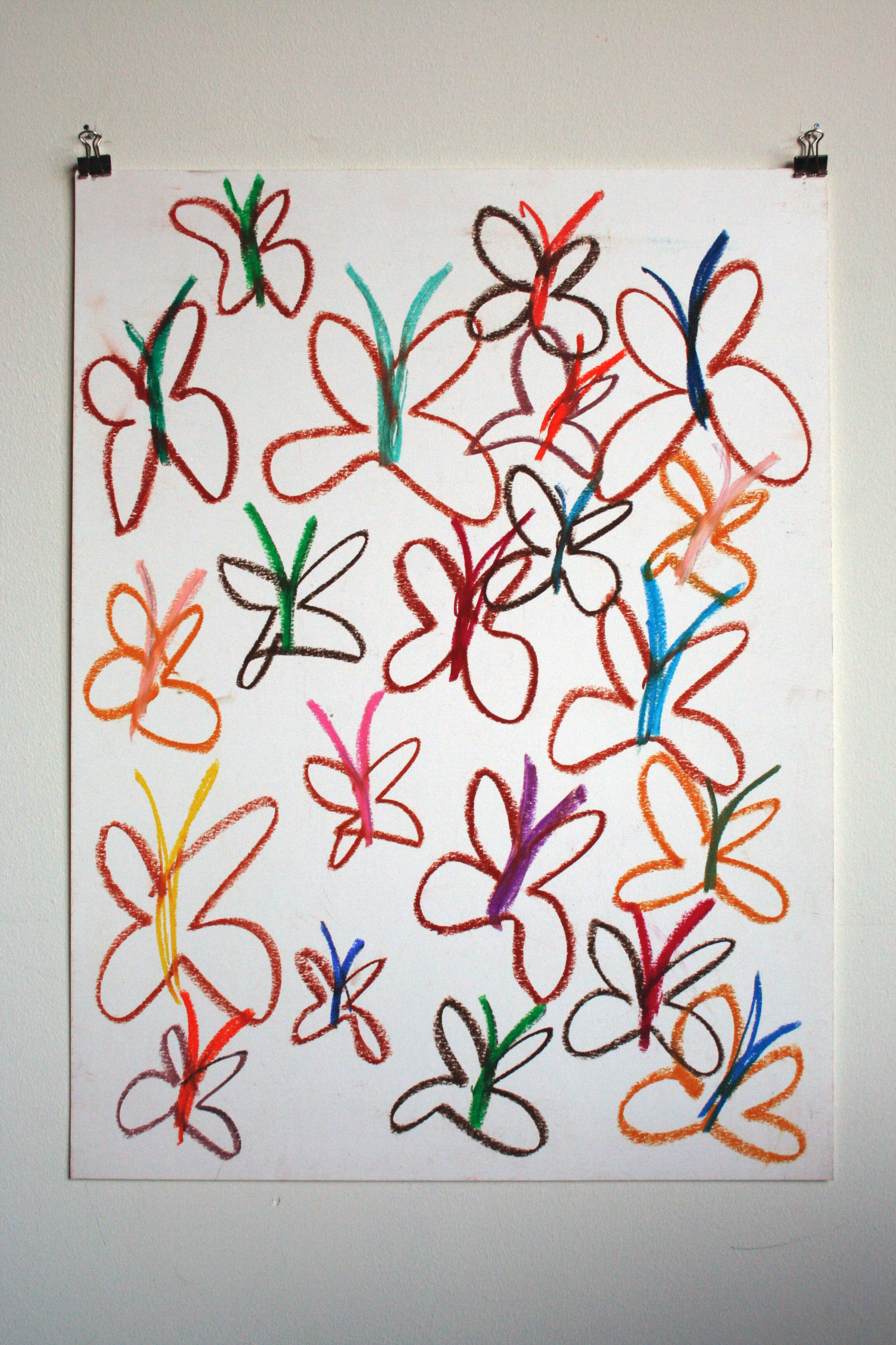   Brown Butterflies Salad 1,  2014  24 x 18 inches (60.96 x 45.72 cm.)  Oil pastel on paper 