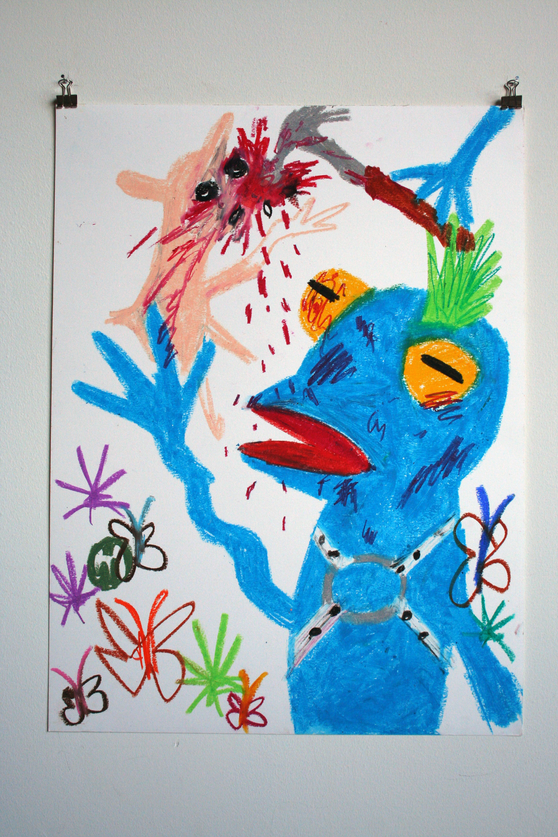   What is That Puppet Doing?,  2014  24 x 18 inches (60.96 x 45.72 cm.)  Oil pastel on paper 