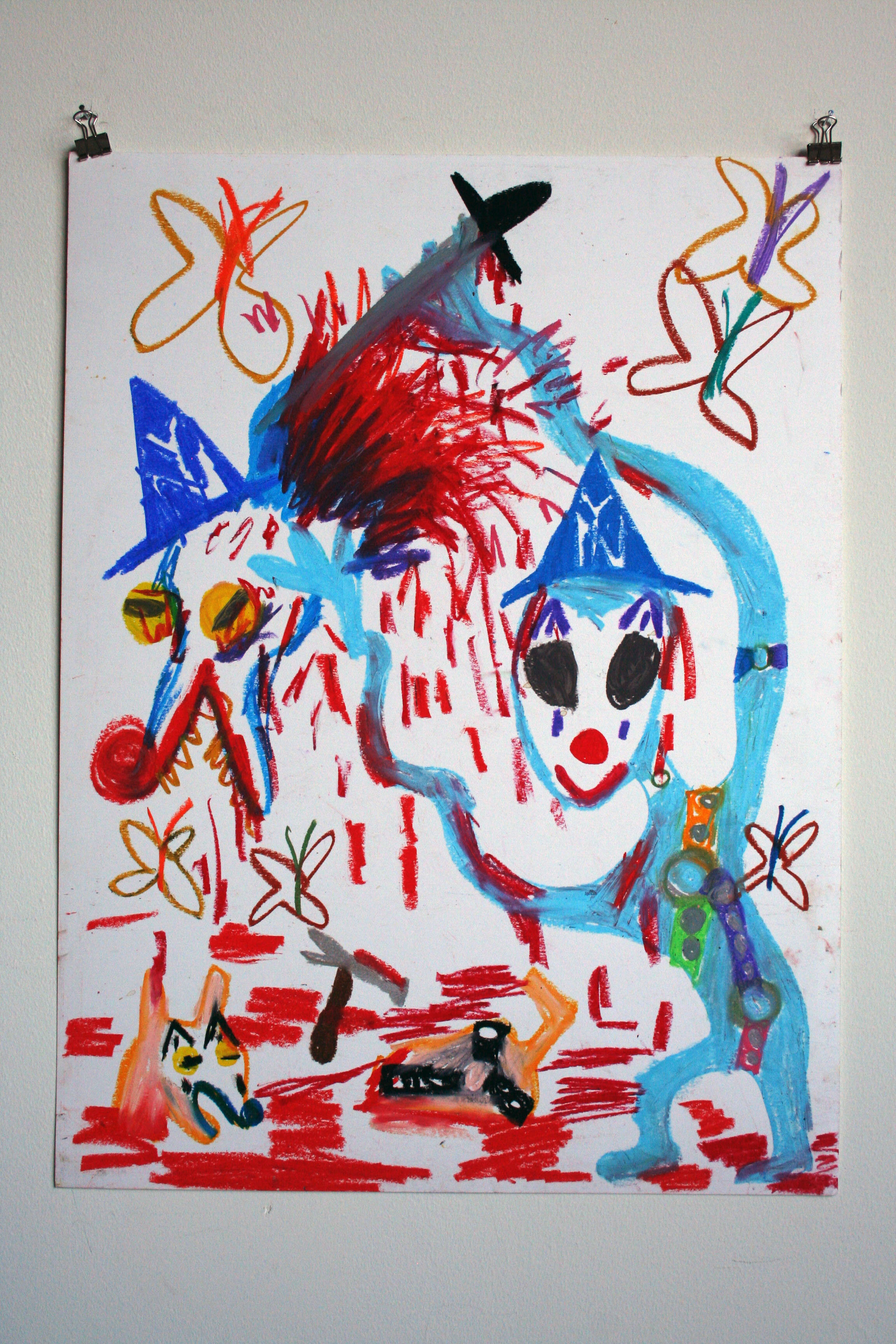   Bondage Alien Mess,  2014  24 x 18 inches (60.96 x 45.72 cm.)  Oil pastel on paper 