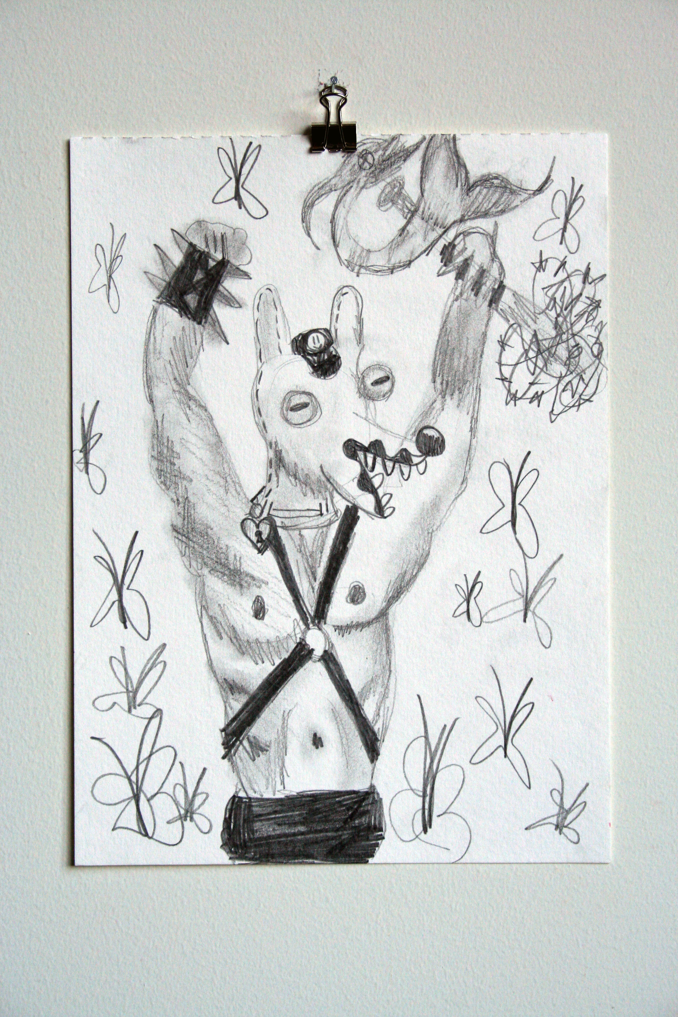   OG Bobby Dolphin and His Fantasy Murder Ax , 2015  12 x 9 inches (30.48 x 22.86 cm.)  Graphite on paper 