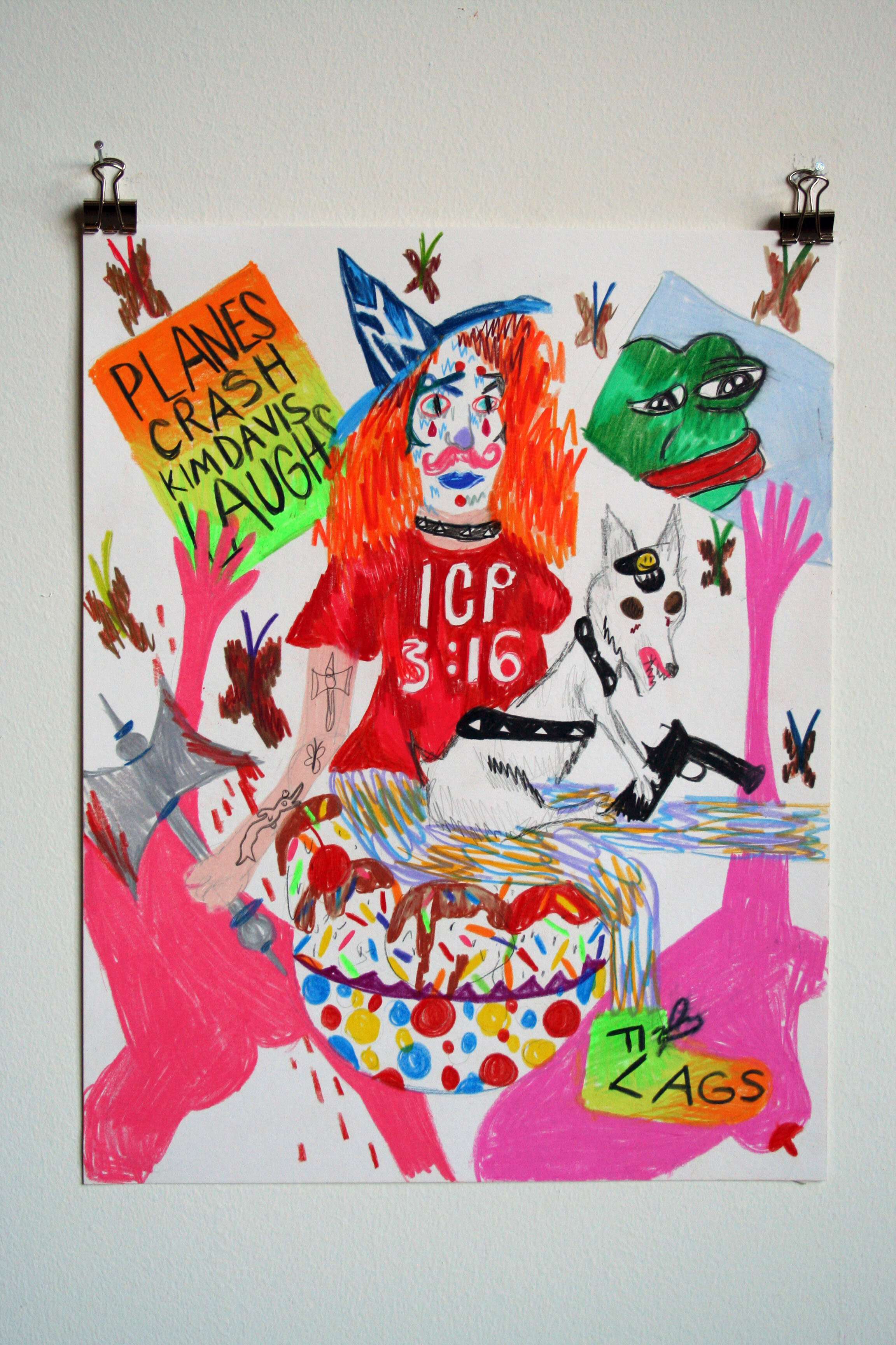   Old Put and OG Bobby Dolphin on the Sundae Throne,  2015  14 x 11 inches (35.56 x 27.94 cm.)  Colored pencil on paper 