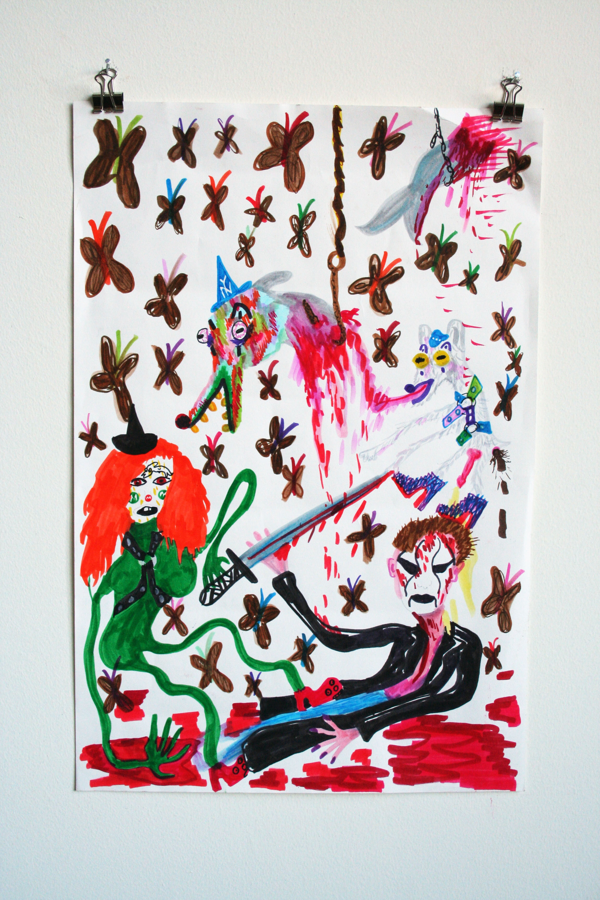   Old Put and Sting Fantasy Match,  2015  18 x 12 inches (45.72 x 30.48 cm.)  Marker on paper 