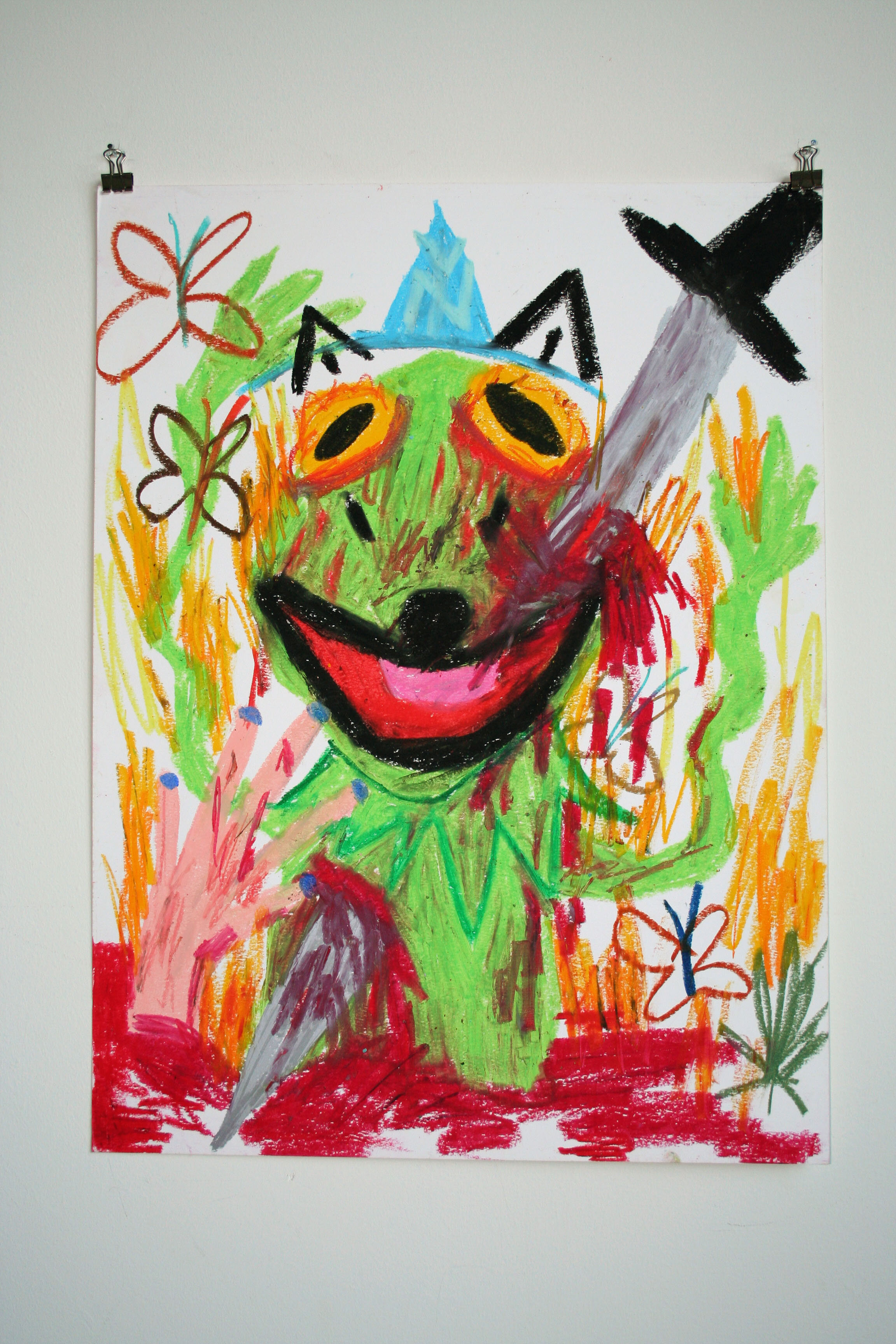   Puppet Massacre , 2014  24 x 18 inches (60.96 x 45.72 cm.)  Oil pastel on paper 