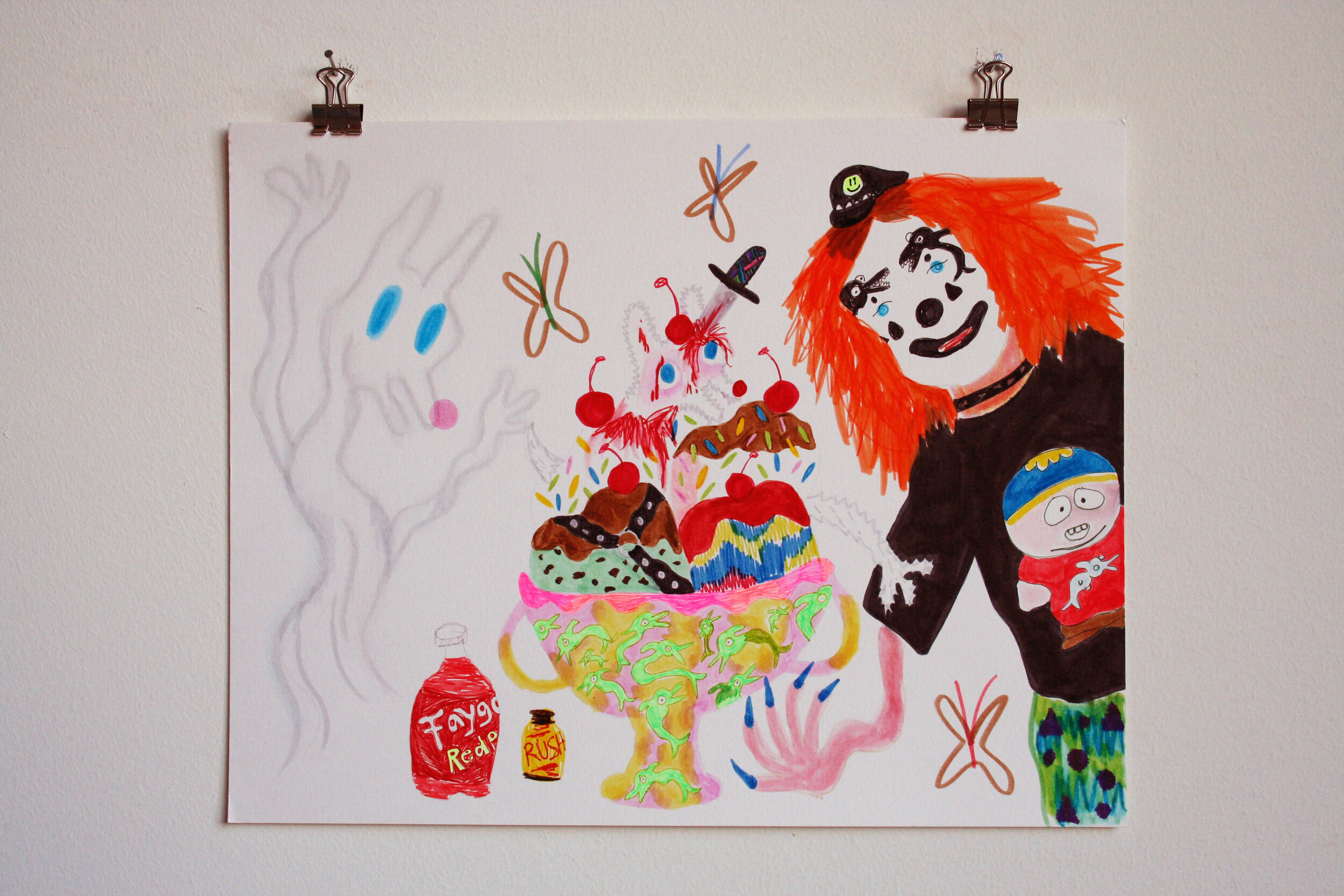   Dining with Ghost Dog,  2015  11 x 14 inches (27.94 x 35.56 cm.)  Marker on paper 
